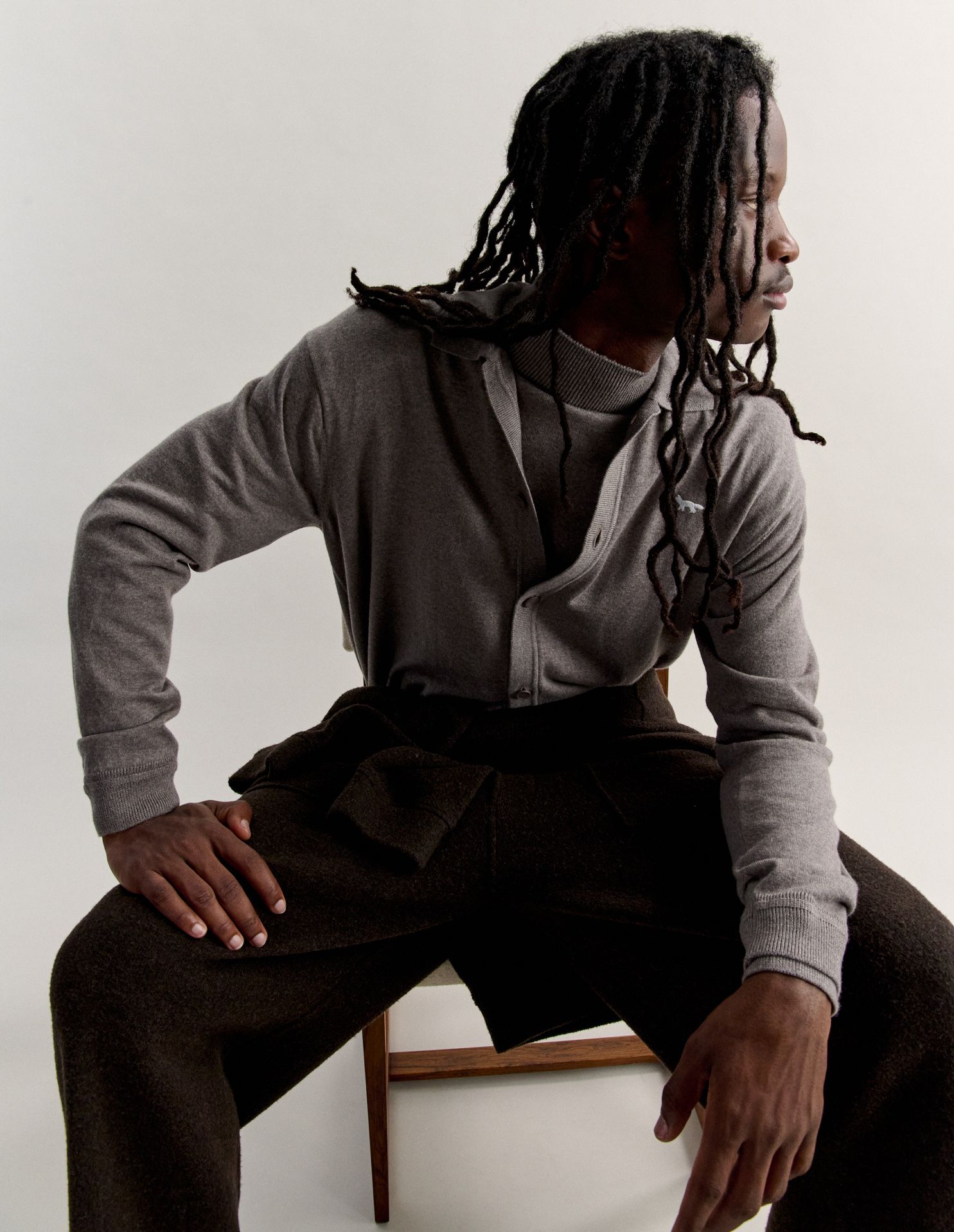 Maison Kitsuné - Áo cardigan polo nam Profile Fox dáng comfort