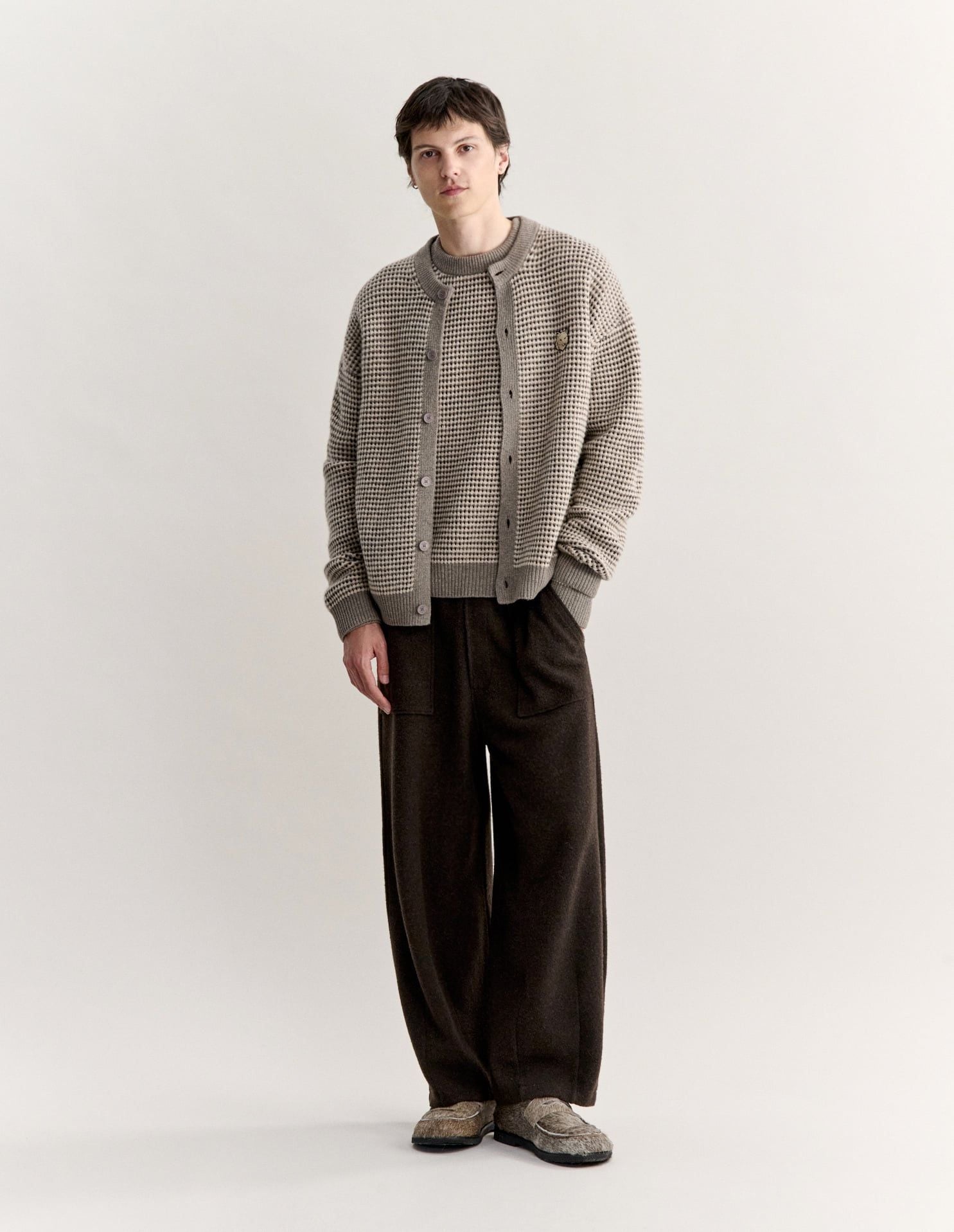 Áo cardigan nam Fox Head dệt waffle dáng comfort