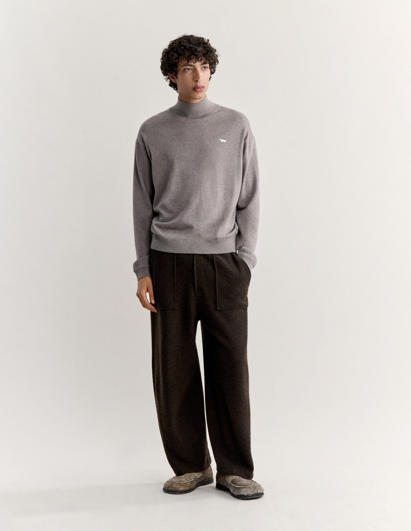 Maison Kitsuné - Áo len nam Profile Fox dáng comfort