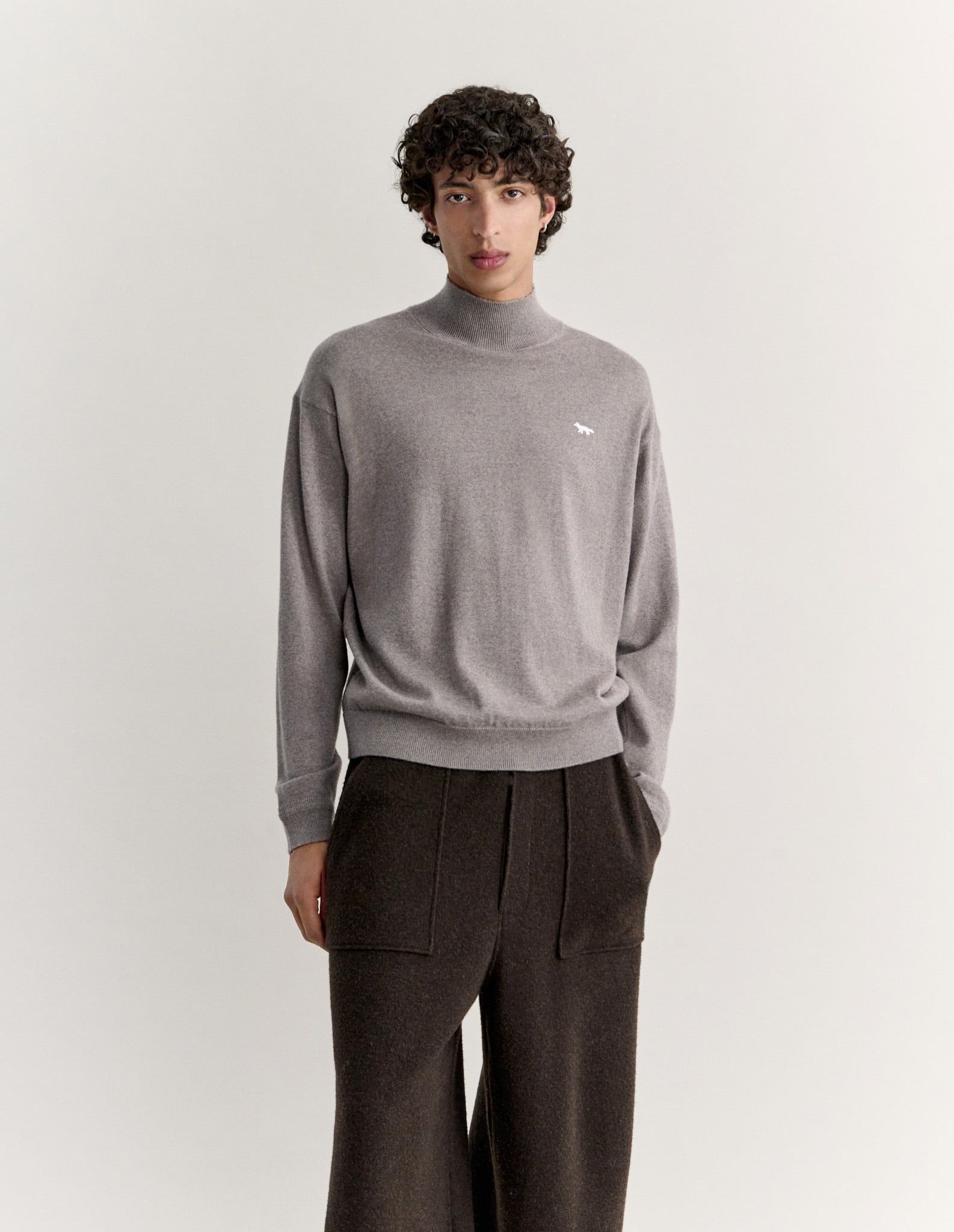 Maison Kitsuné - Áo len nam Profile Fox dáng comfort