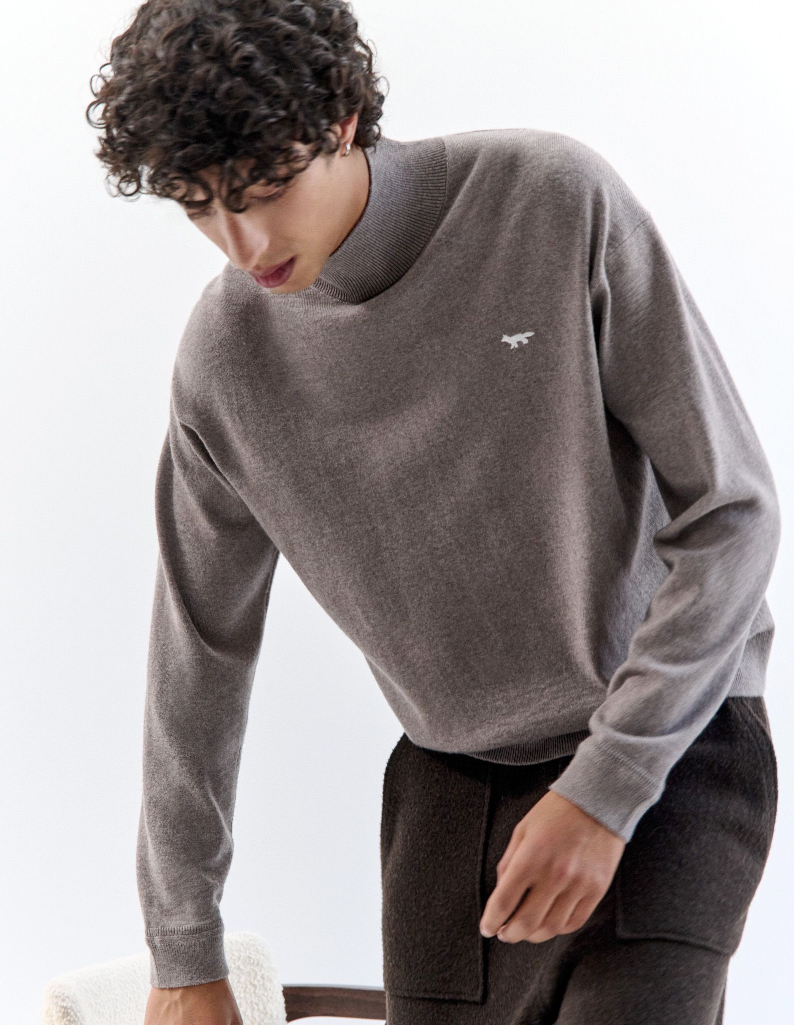 Maison Kitsuné - Áo len nam Profile Fox dáng comfort