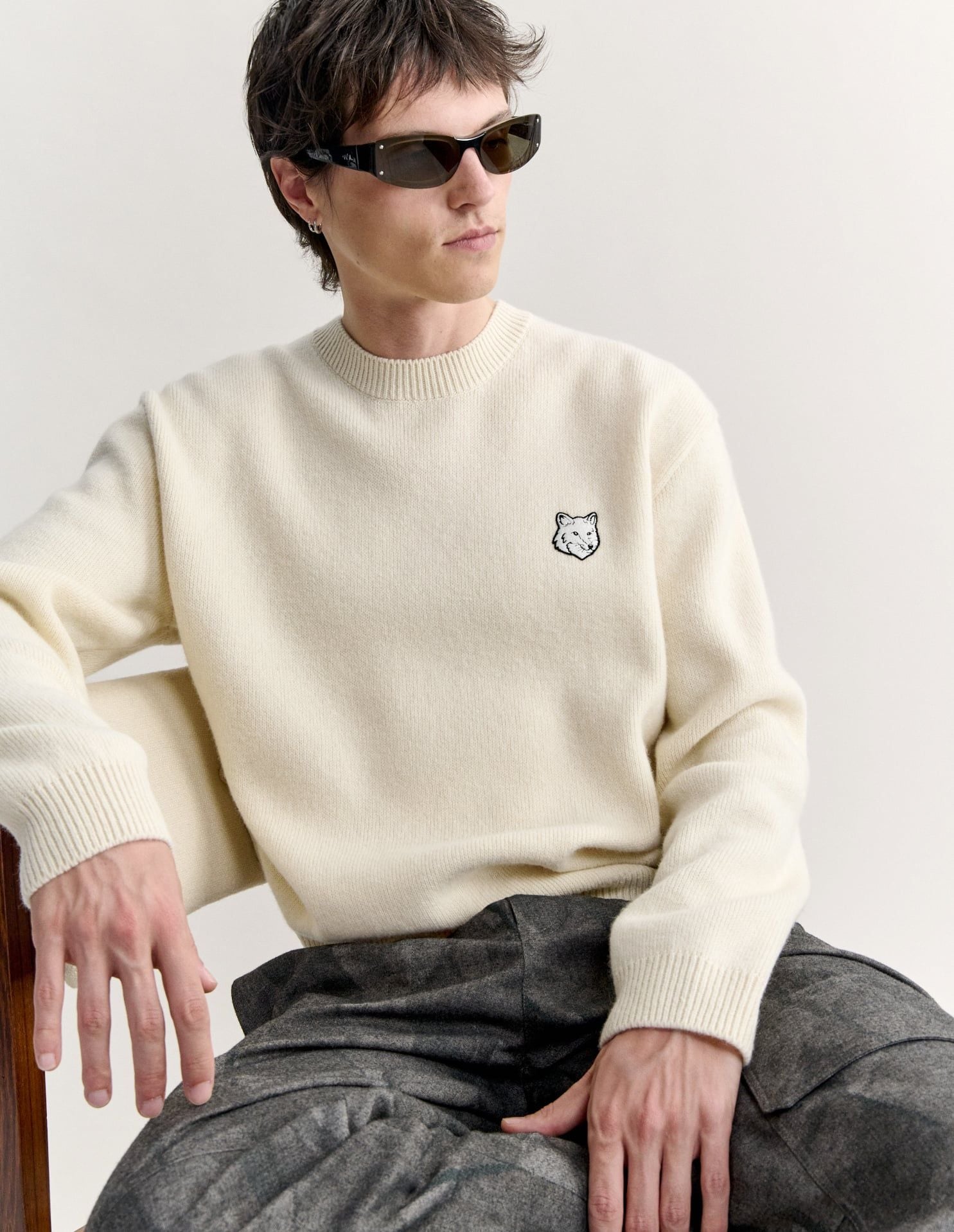 Áo len nam Fox Head lambswool Milano dáng comfort