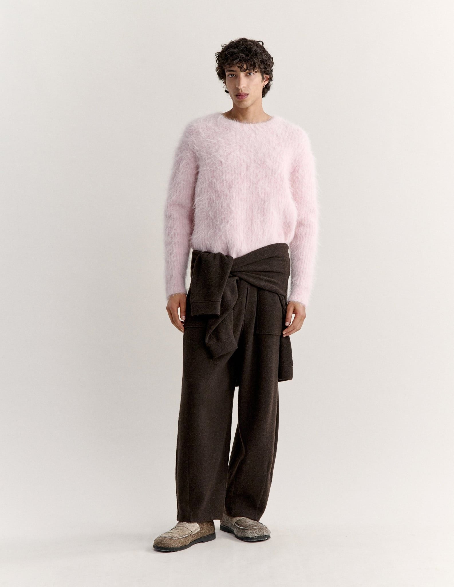 Áo len nam alpaca xù mềm dáng comfort