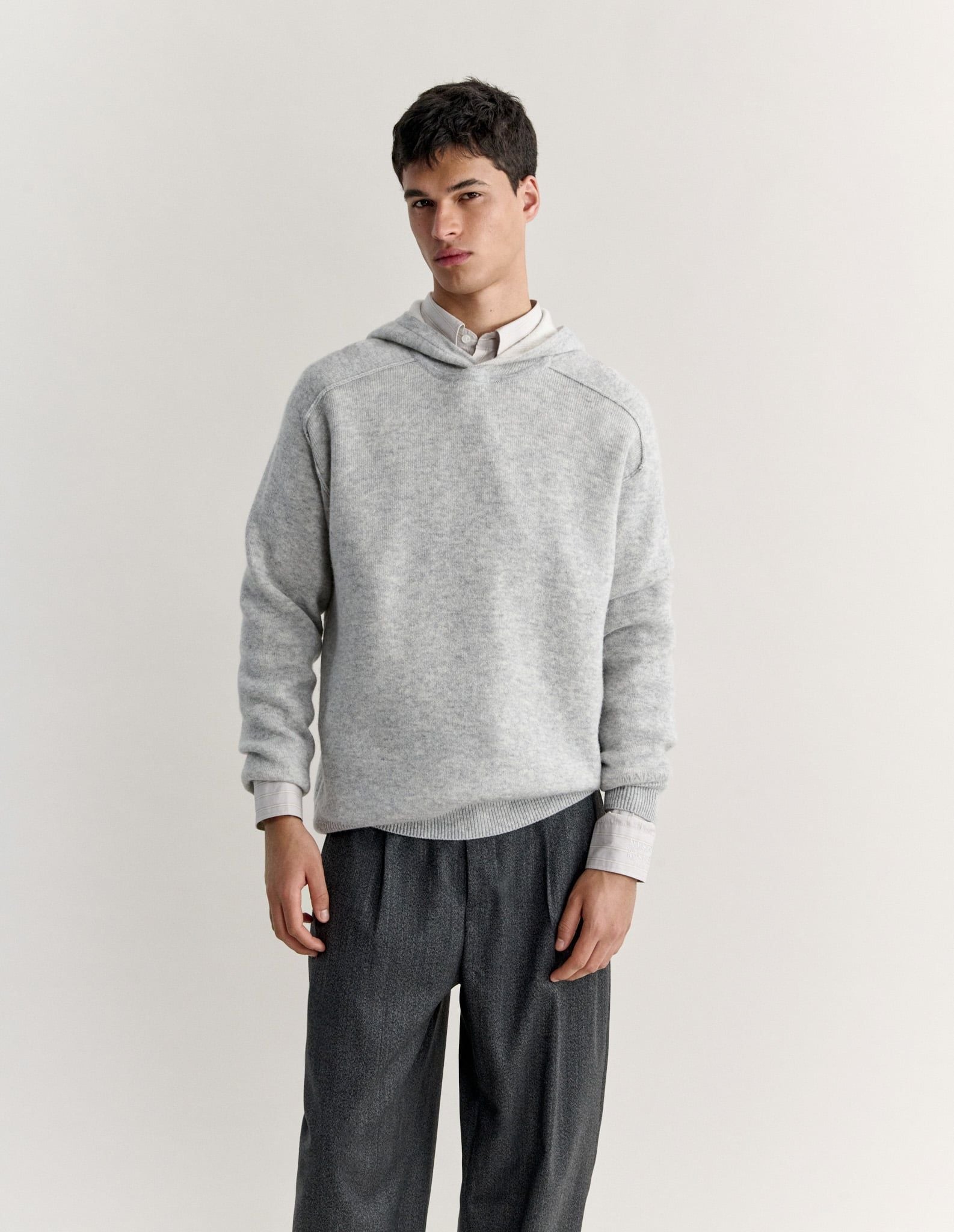 Áo hoodie nam len cashmere hai mặt dáng comfort