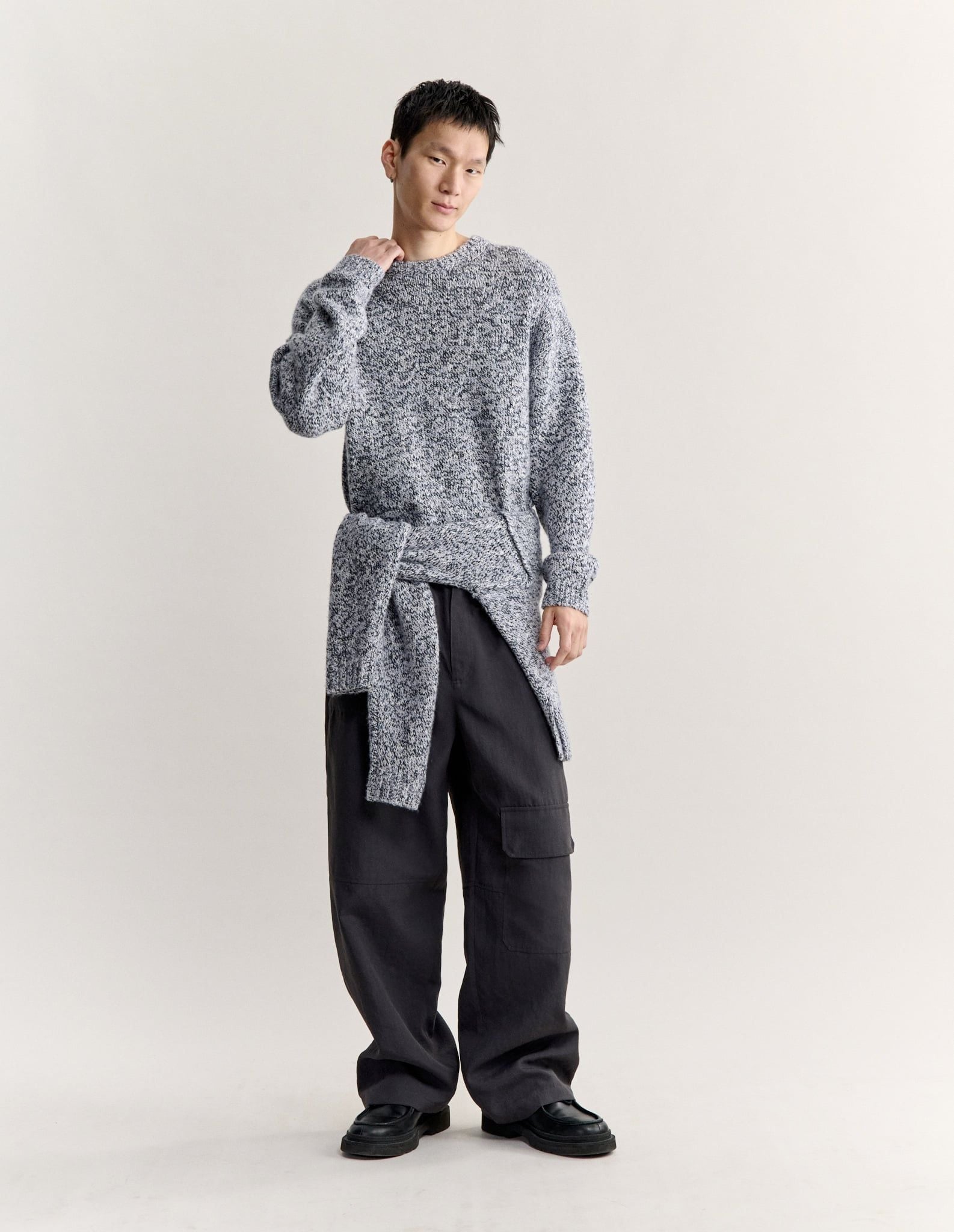 Áo len nam alpaca pha mouliné dáng comfort
