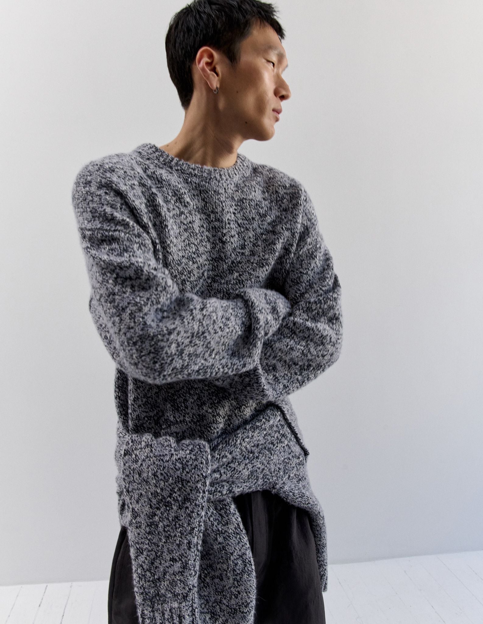Áo len nam alpaca pha mouliné dáng comfort