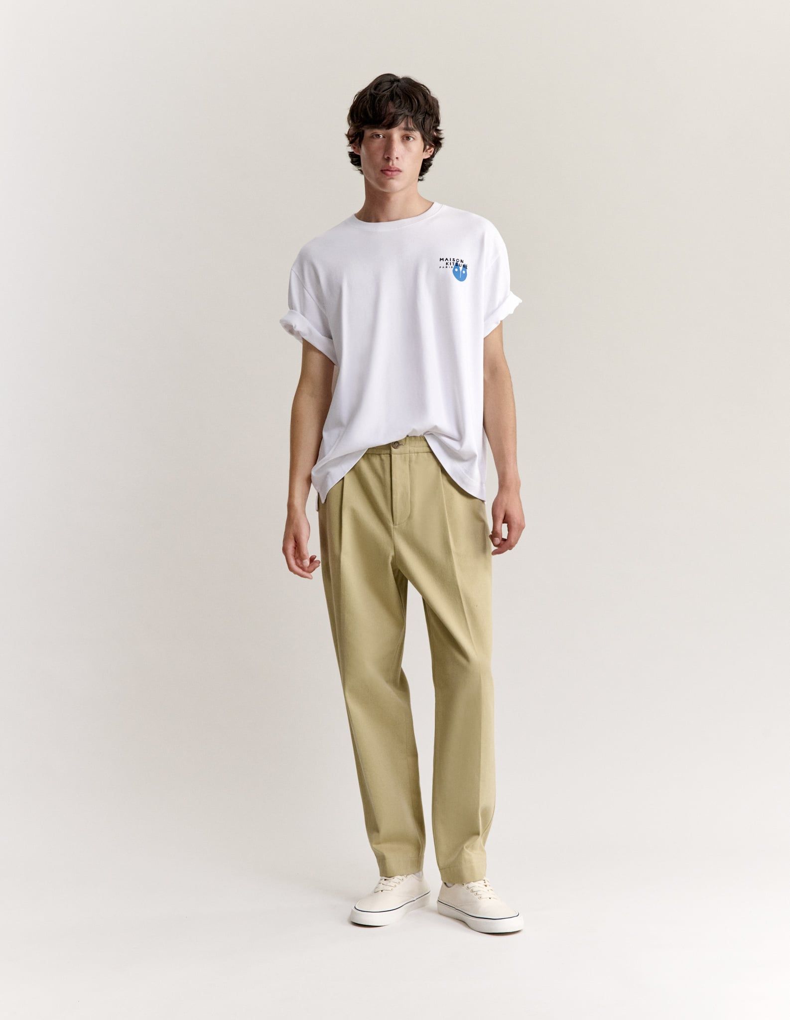 Quần cotton nam xếp ly cạp thun dáng relaxed