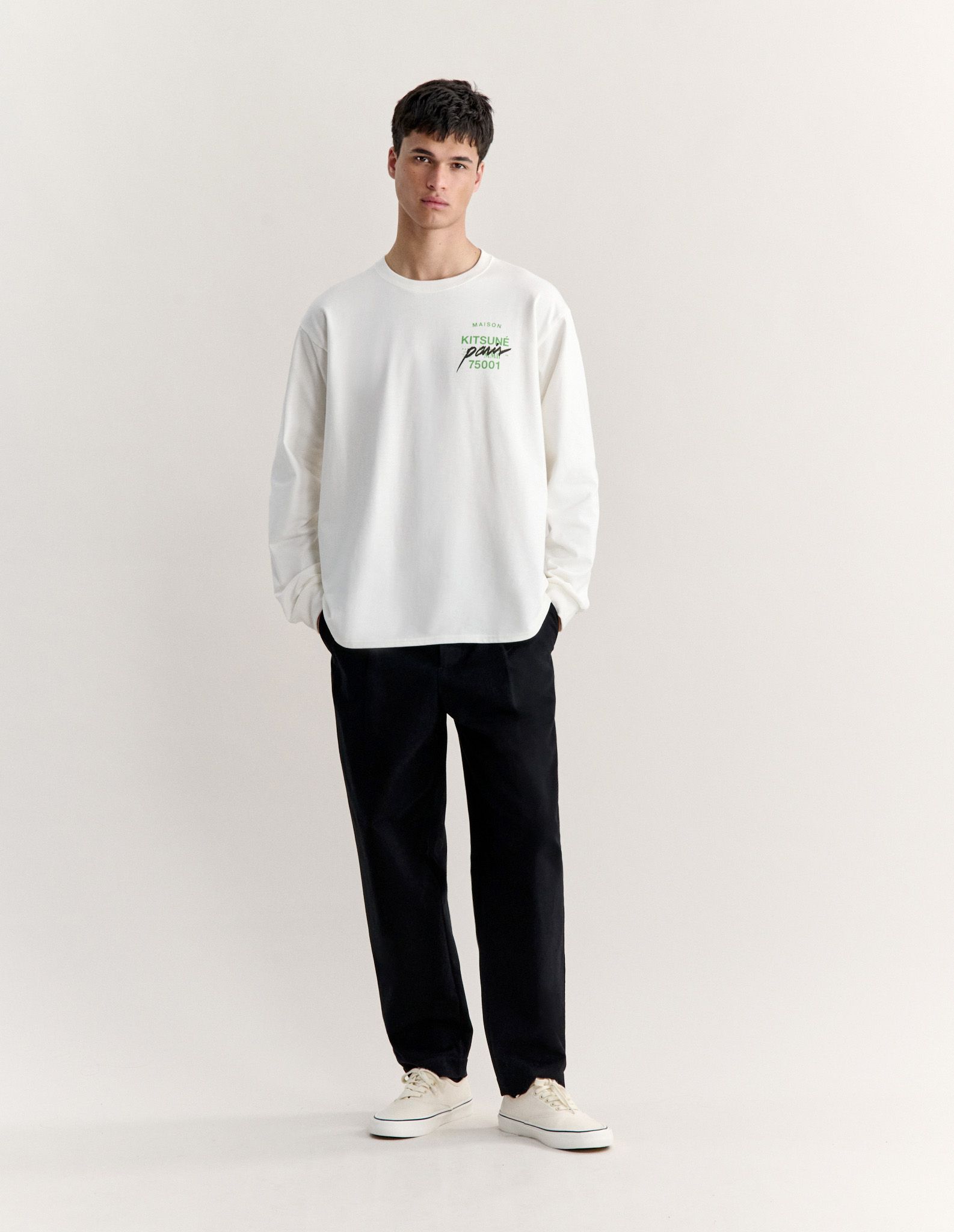 Quần cotton nam xếp ly cạp thun dáng relaxed