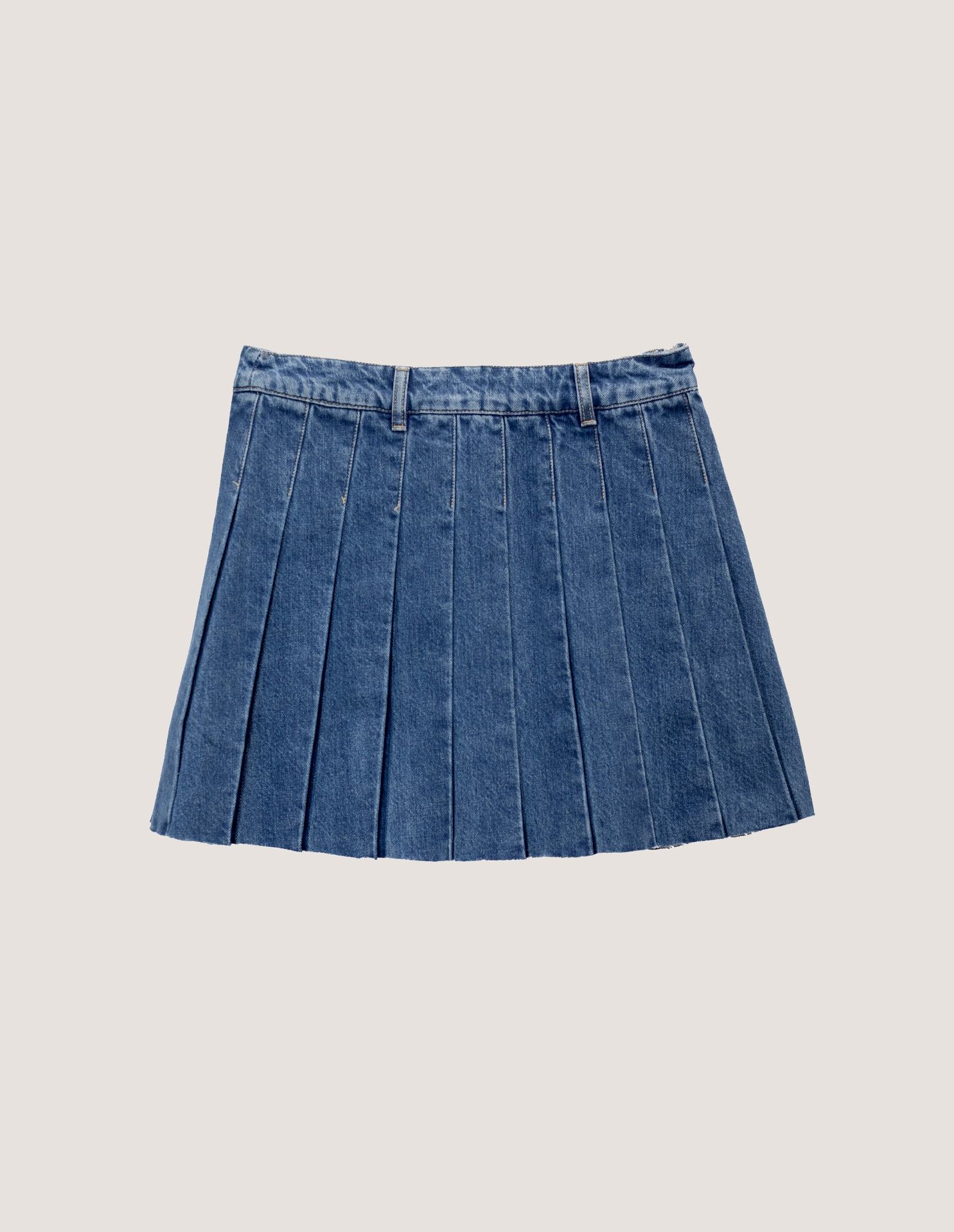 Chân váy mini nữ denim xếp ly