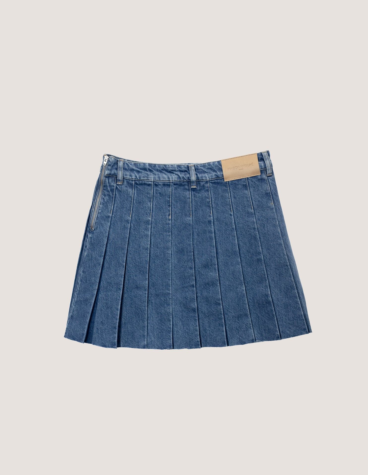 Chân váy mini nữ denim xếp ly