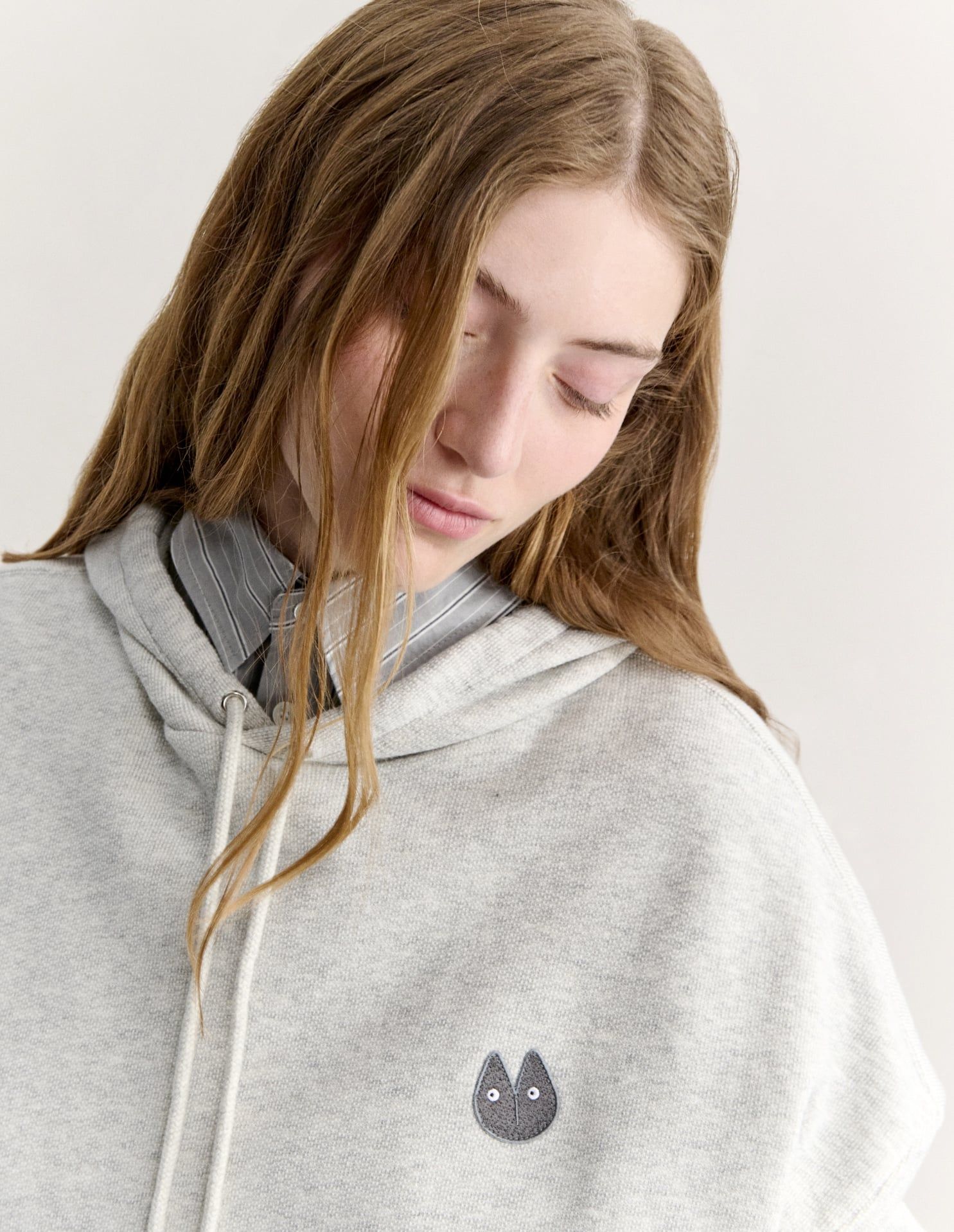 Áo hoodie nữ Fortune Fox melange dáng boxy