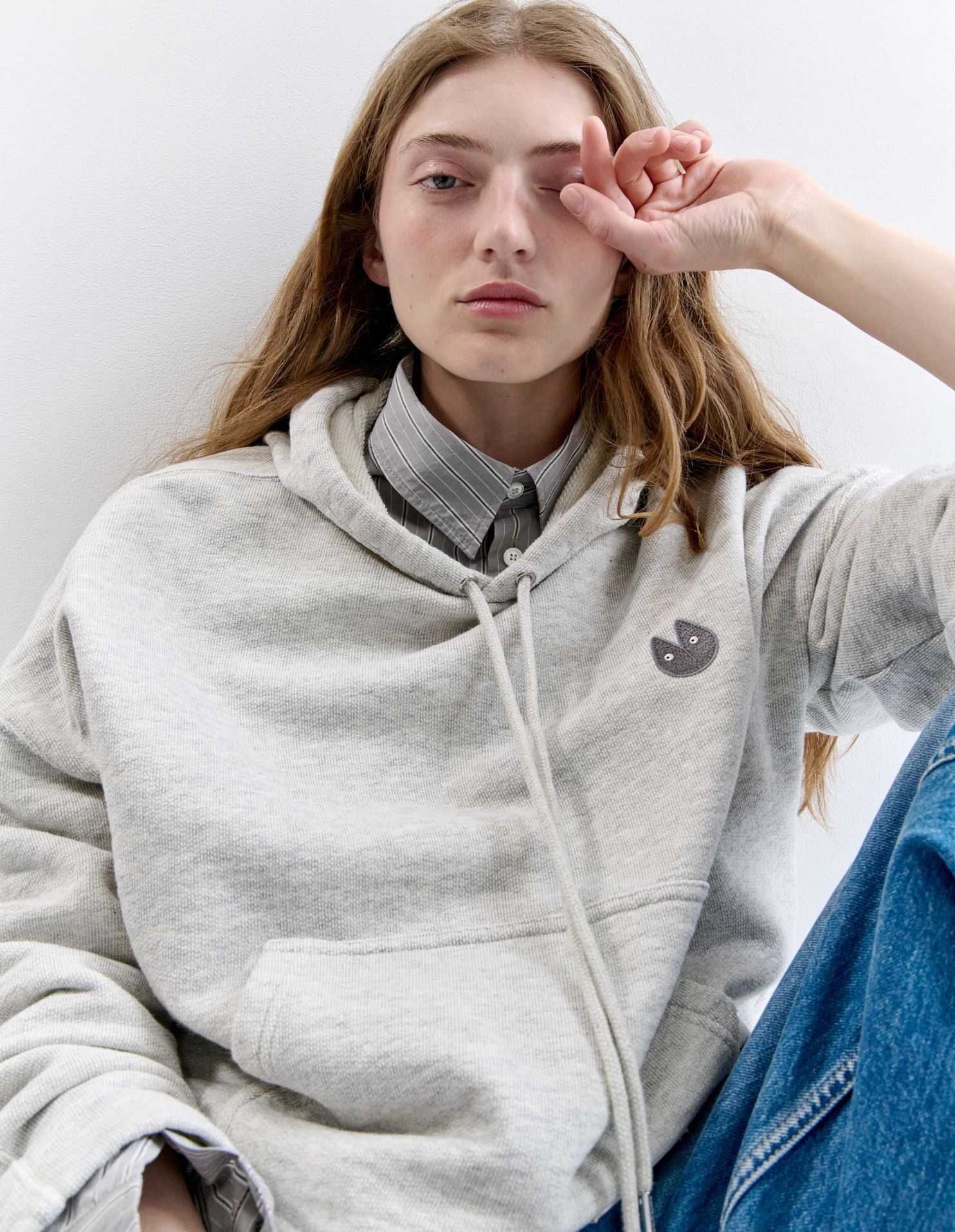 Áo hoodie nữ Fortune Fox melange dáng boxy
