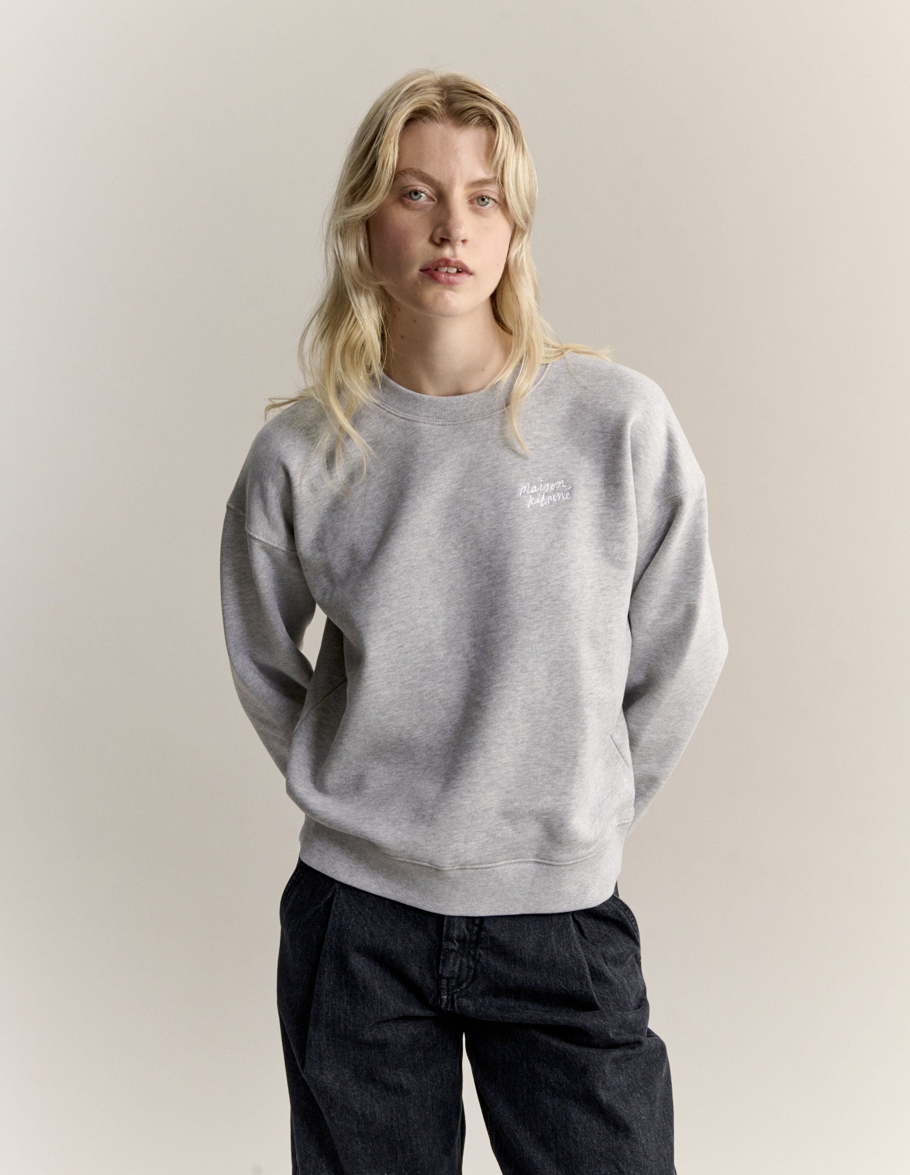 Áo sweatshirt nữ Maison Kitsuné Handwriting dáng comfort