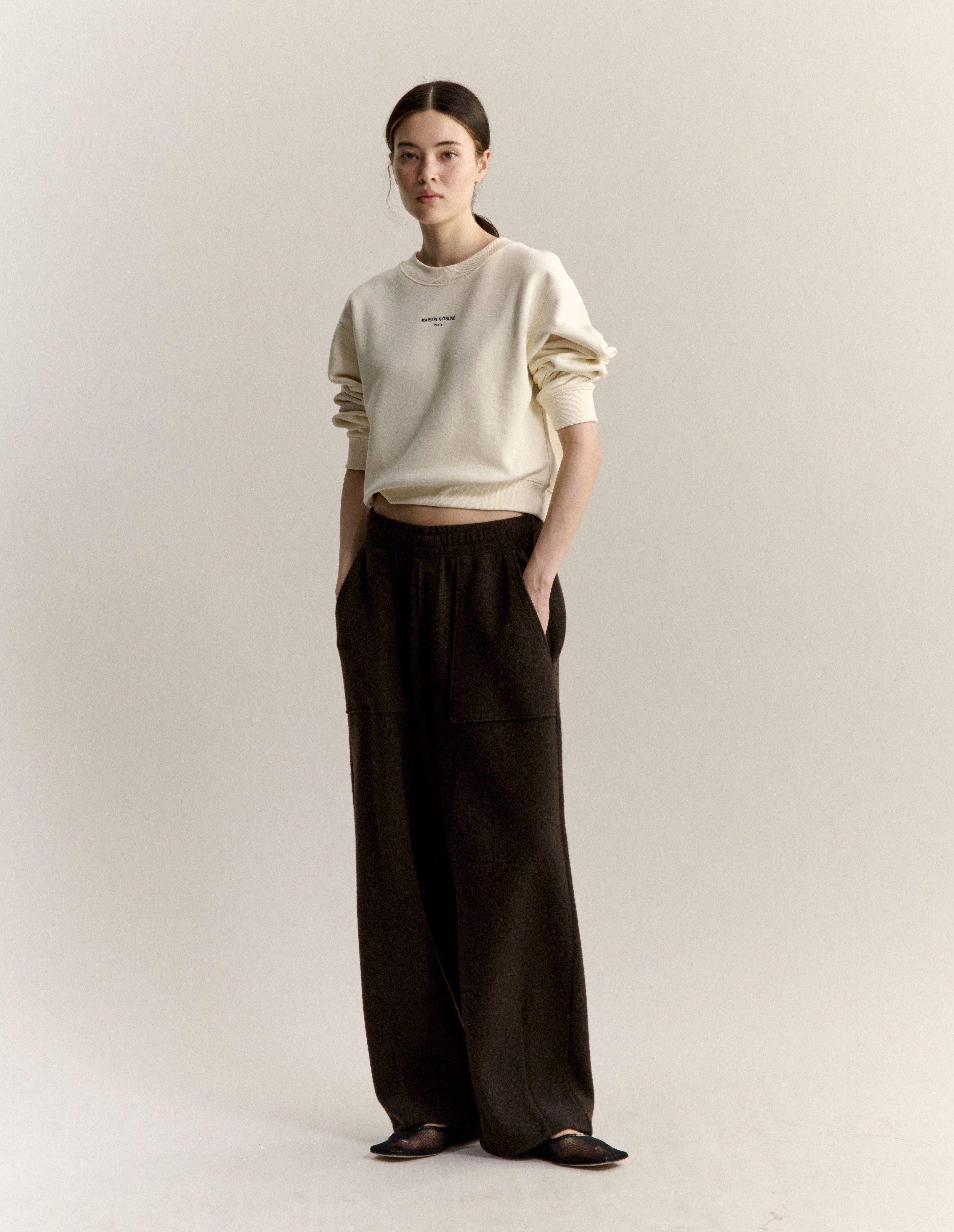 Áo sweatshirt nữ Maison Kitsuné Paris dáng crop