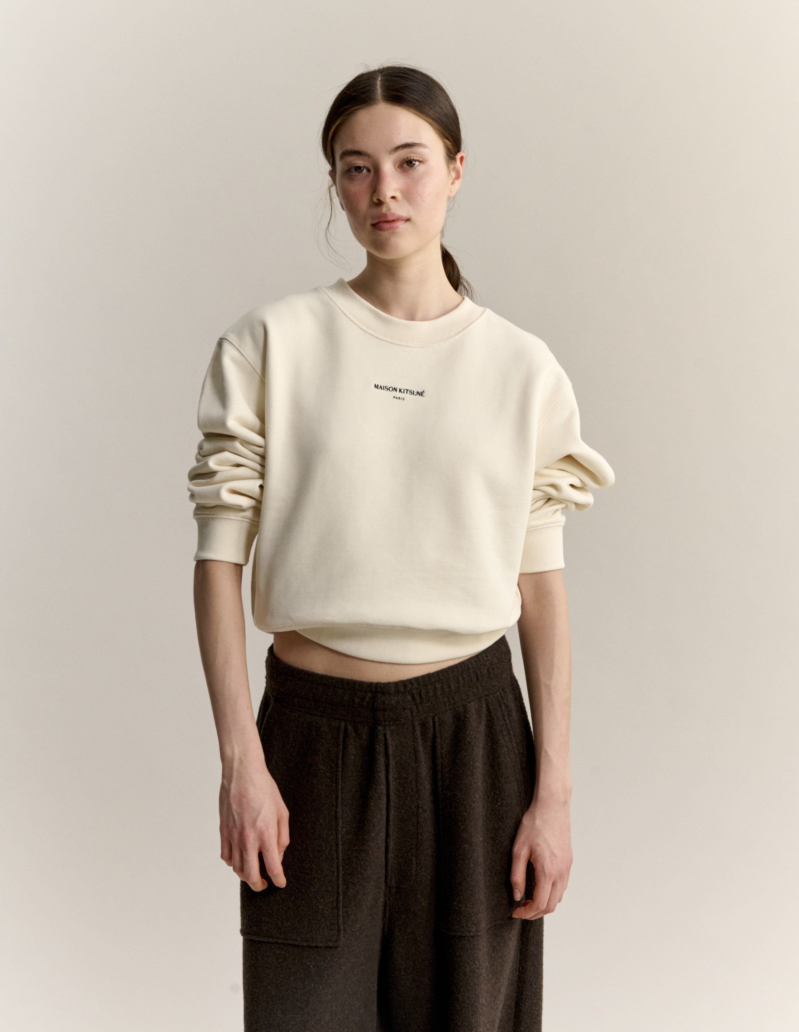 Áo sweatshirt nữ Maison Kitsuné Paris dáng crop