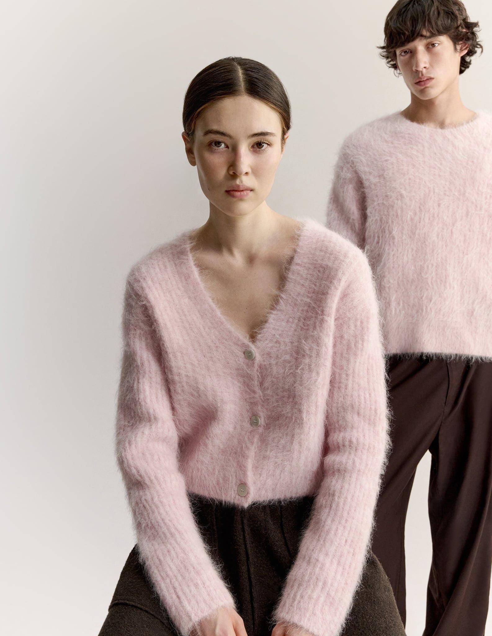 Áo cardigan nữ alpaca xù mềm dáng cropped
