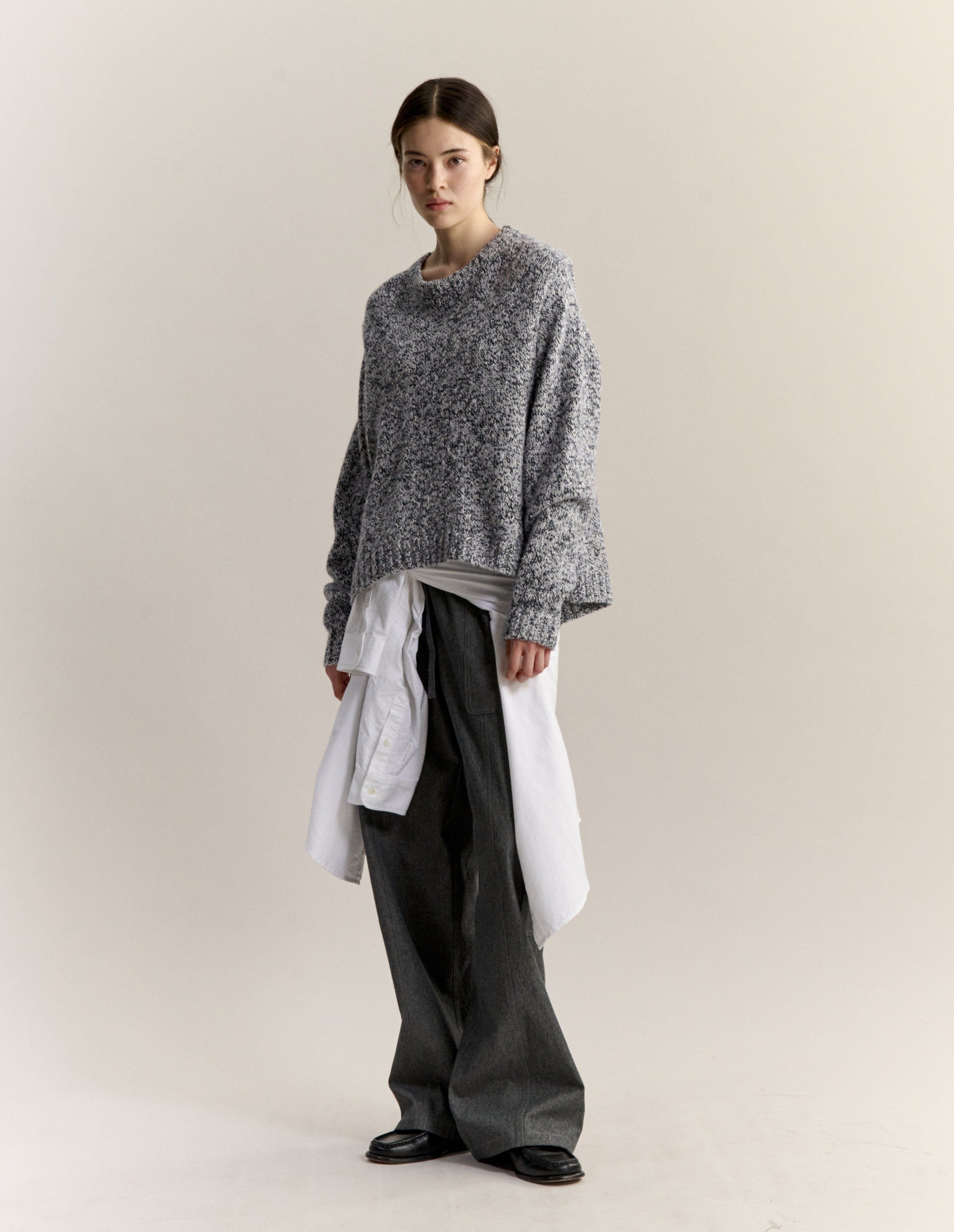 Áo len nữ alpaca pha mouliné dáng boxy