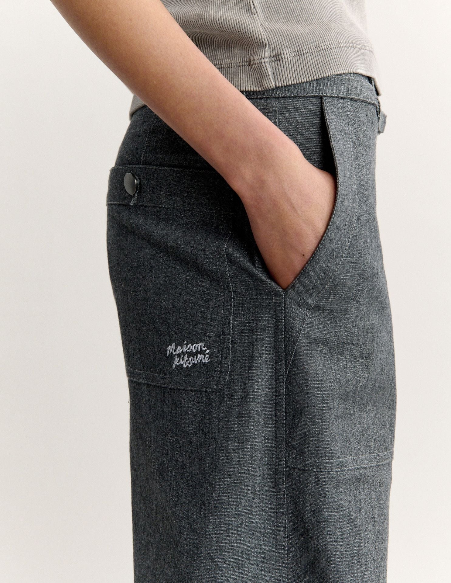Quần cargo nữ cotton canvas phai màu