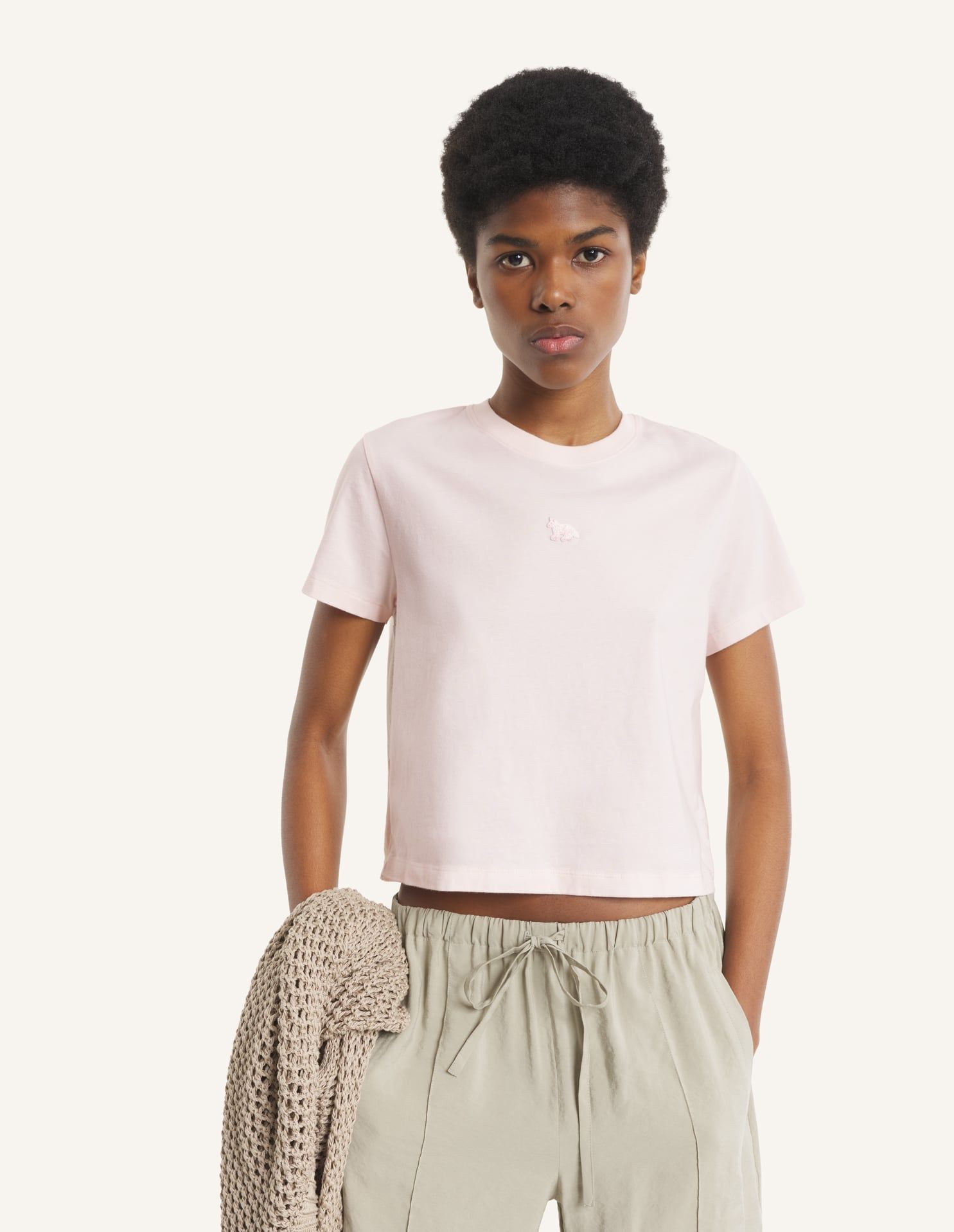 Maison Kitsuné - Áo phông nữ Baby Fox dáng Baby Tee-shirt