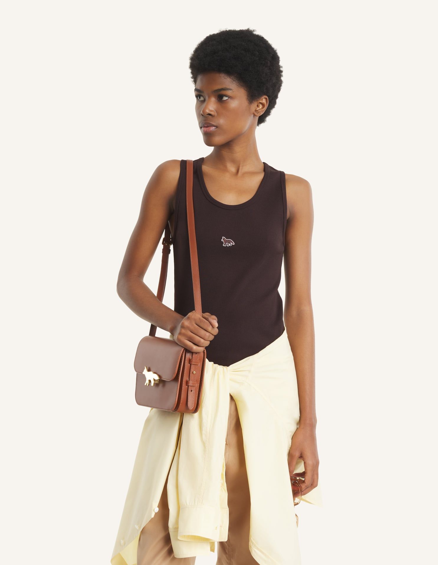 Maison Kitsuné - Áo tank top nữ vải gân TONAL BABY FOX dáng Fitted