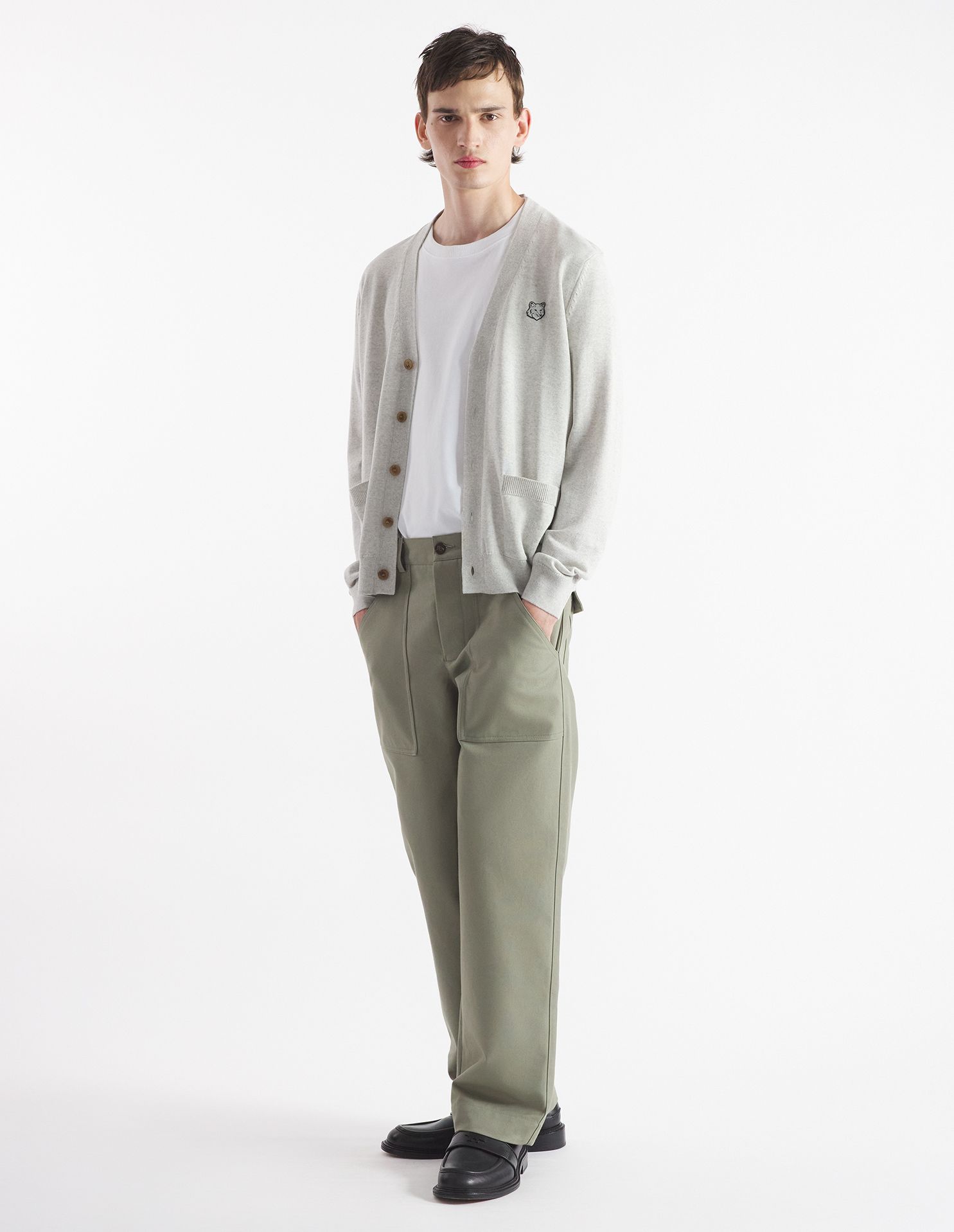 Maison Kitsuné - Áo cardigan lông cừu Bold Fox Head dáng Regular