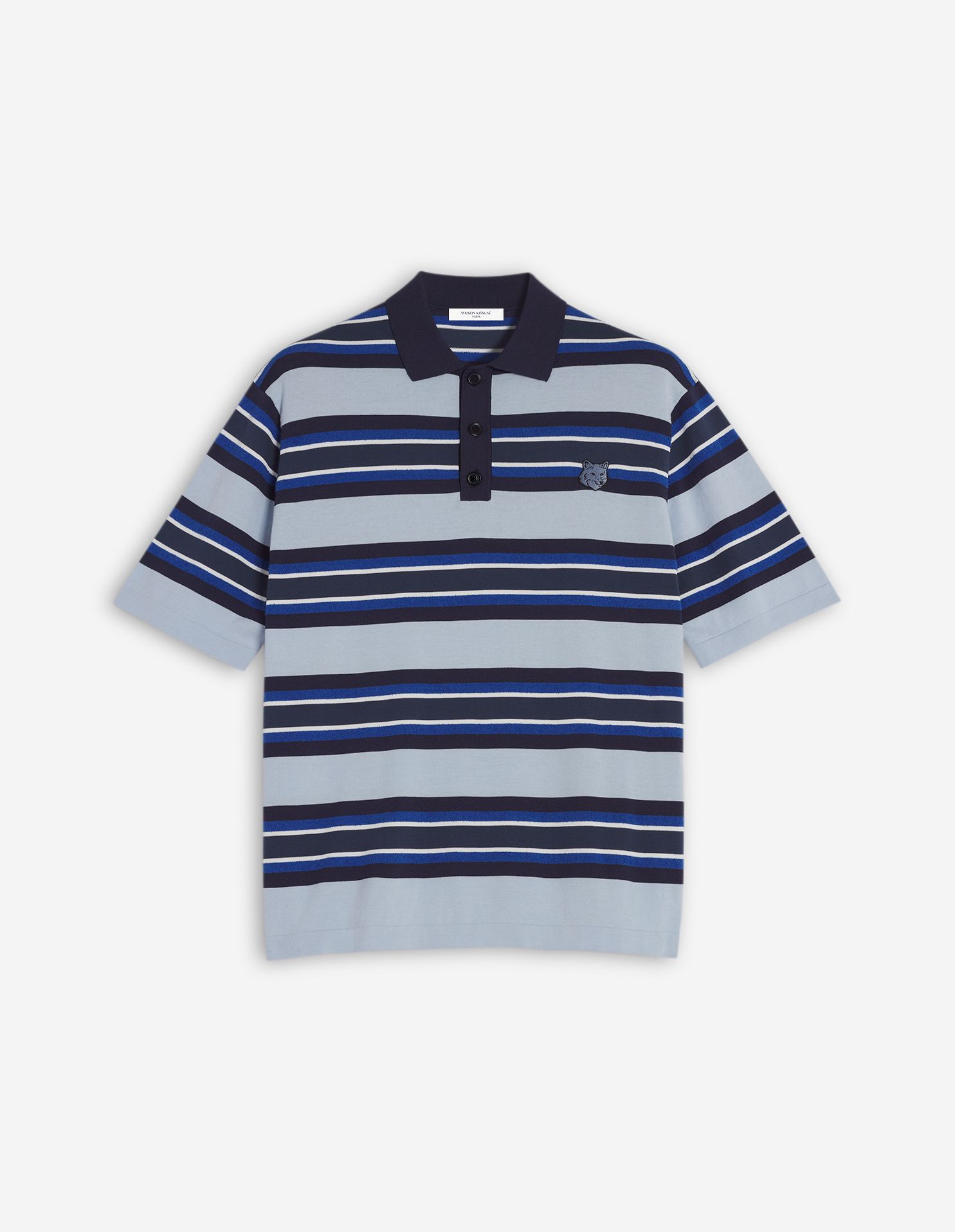 Maison Kitsuné - Áo polo Bold Fox Head Fine Gauge Striped dáng Comfort