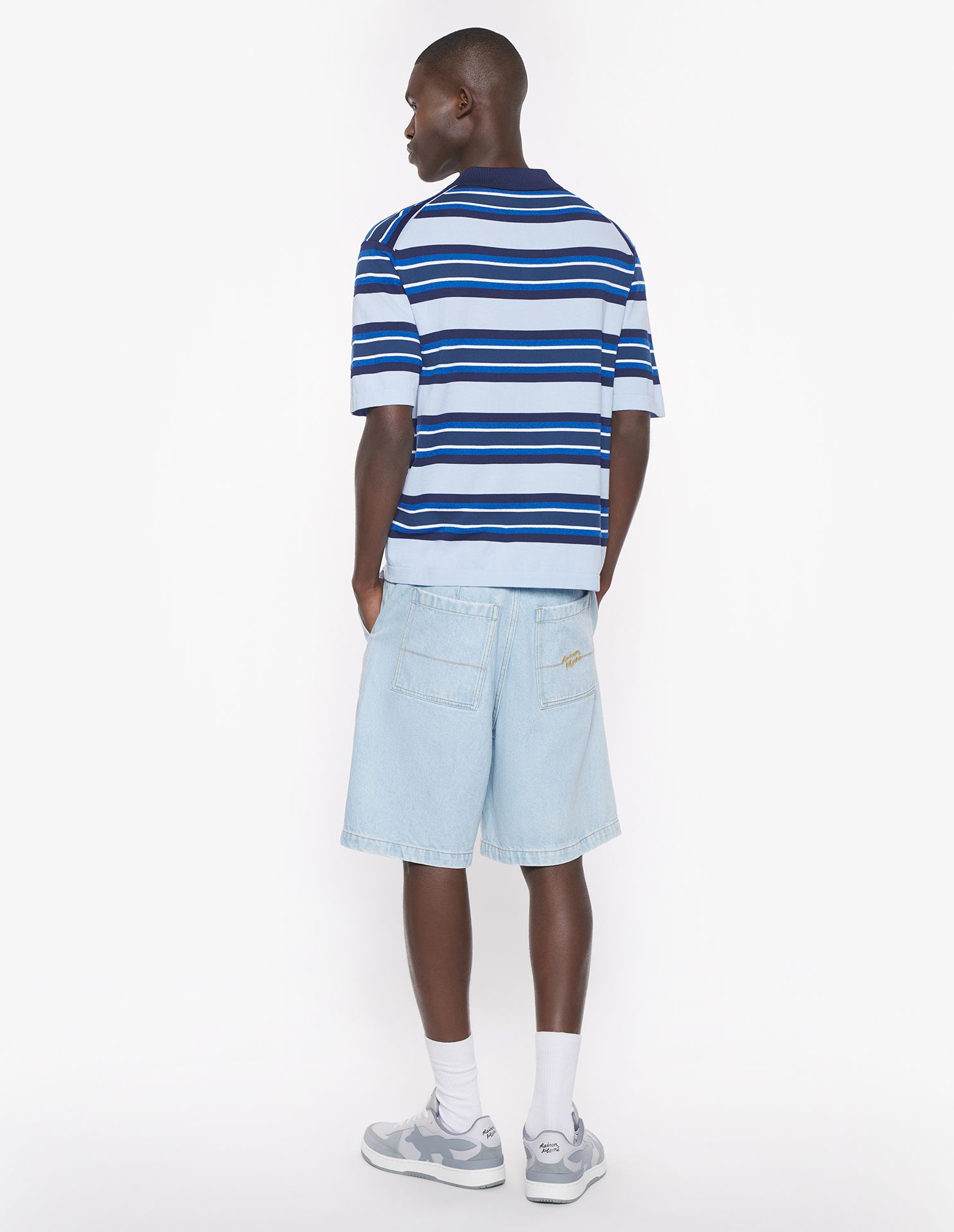 Maison Kitsuné - Áo polo Bold Fox Head Fine Gauge Striped dáng Comfort