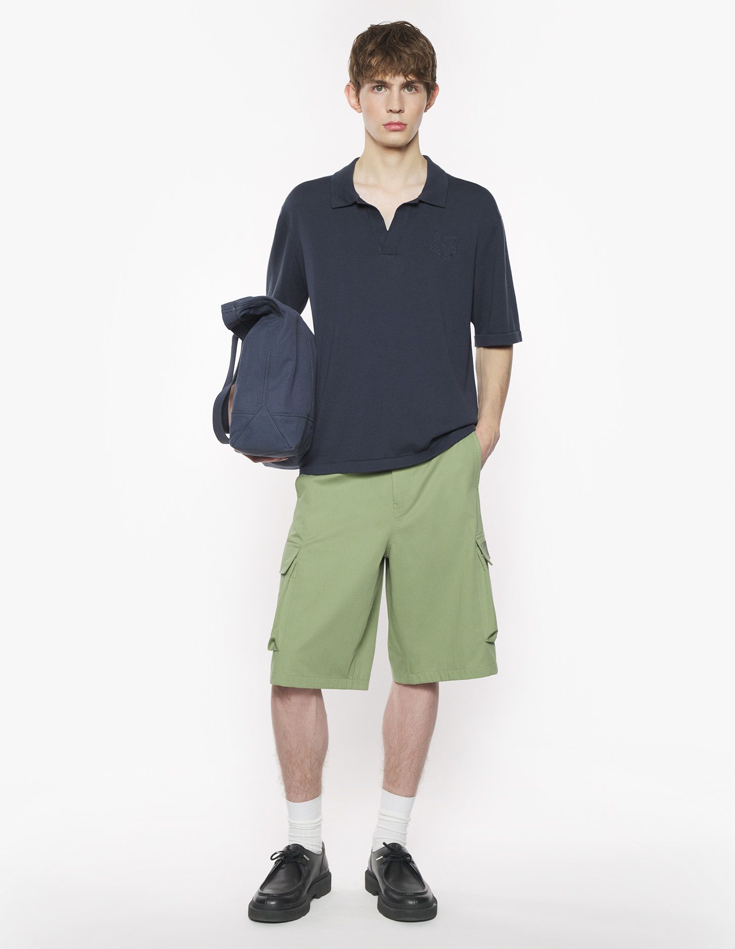 Maison Kitsuné - Áo polo dệt kim Bold Fox Head dáng Comfort