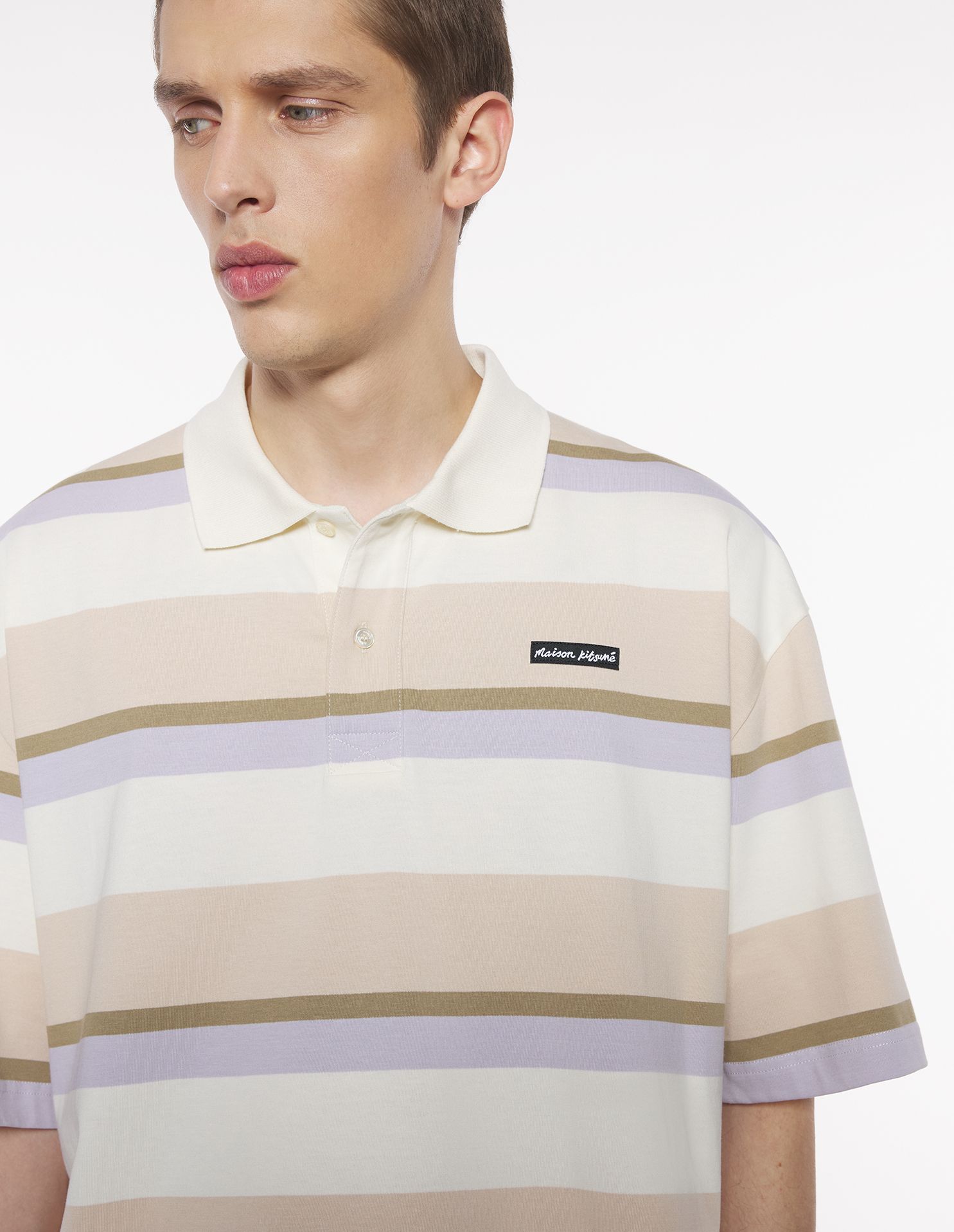 Maison Kitsuné - Áo polo kẻ ngang dáng Oversize