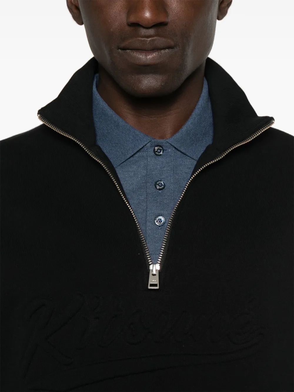 Maison Kitsuné - Áo len Varsity Half Zip dáng Comfort