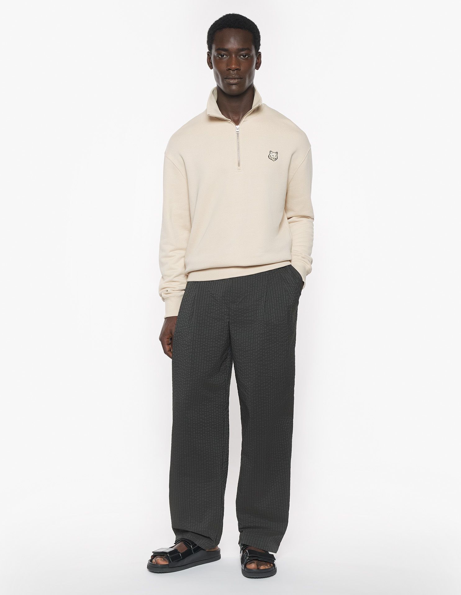 Maison Kitsuné - Áo nỉ kéo khóa Bold Fox Head Patch dáng Comfort
