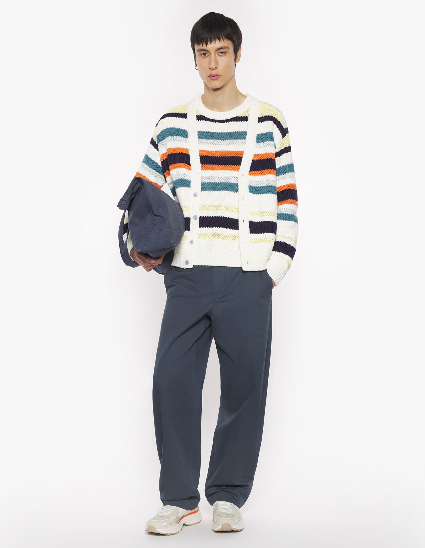 Maison Kitsuné - Áo cardigan kẻ ngang dáng Comfort