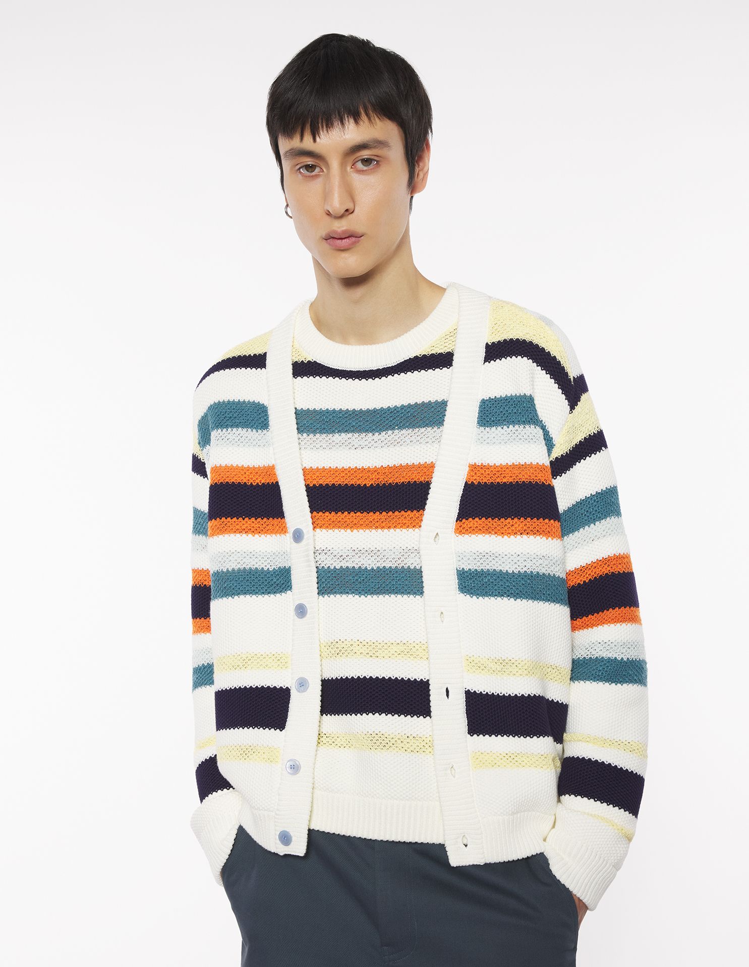 Áo cardigan kẻ ngang dáng Comfort