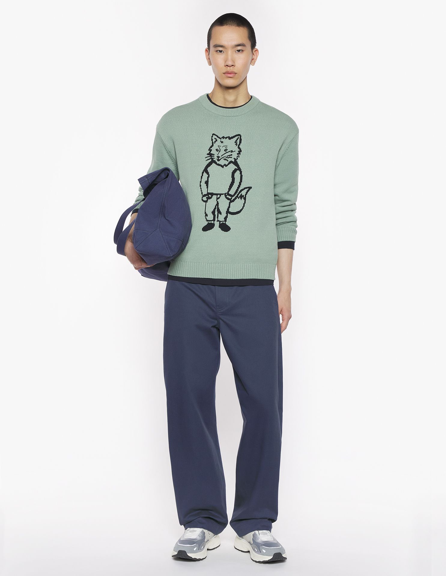 Maison Kitsuné - Áo khoác Dressed Fox Intarsia dáng Comfort