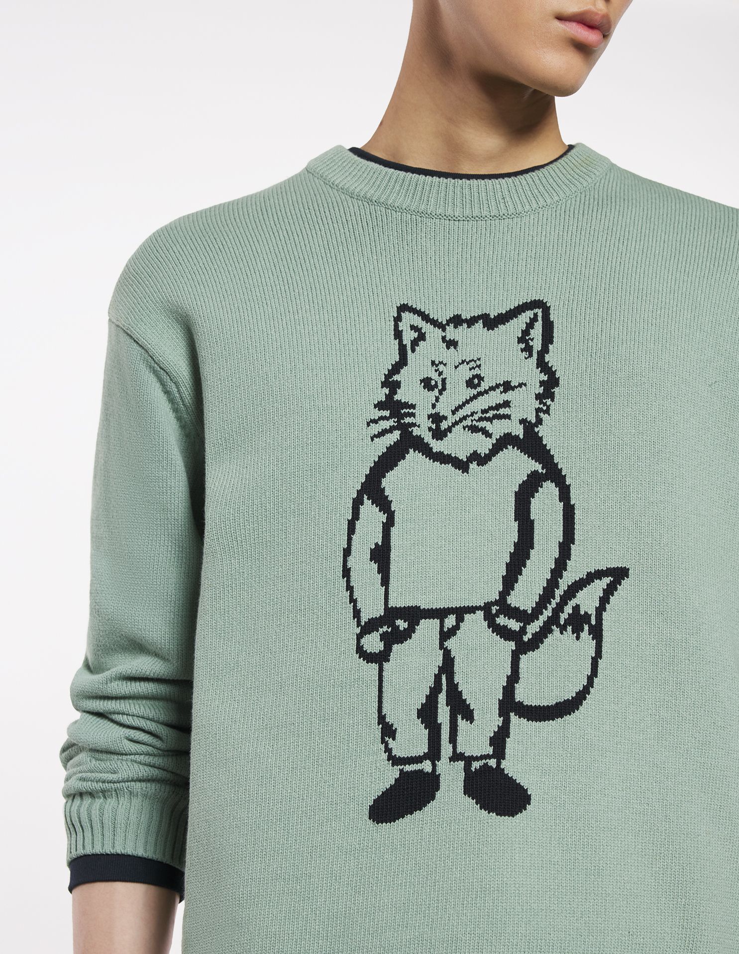 Maison Kitsuné - Áo khoác Dressed Fox Intarsia dáng Comfort