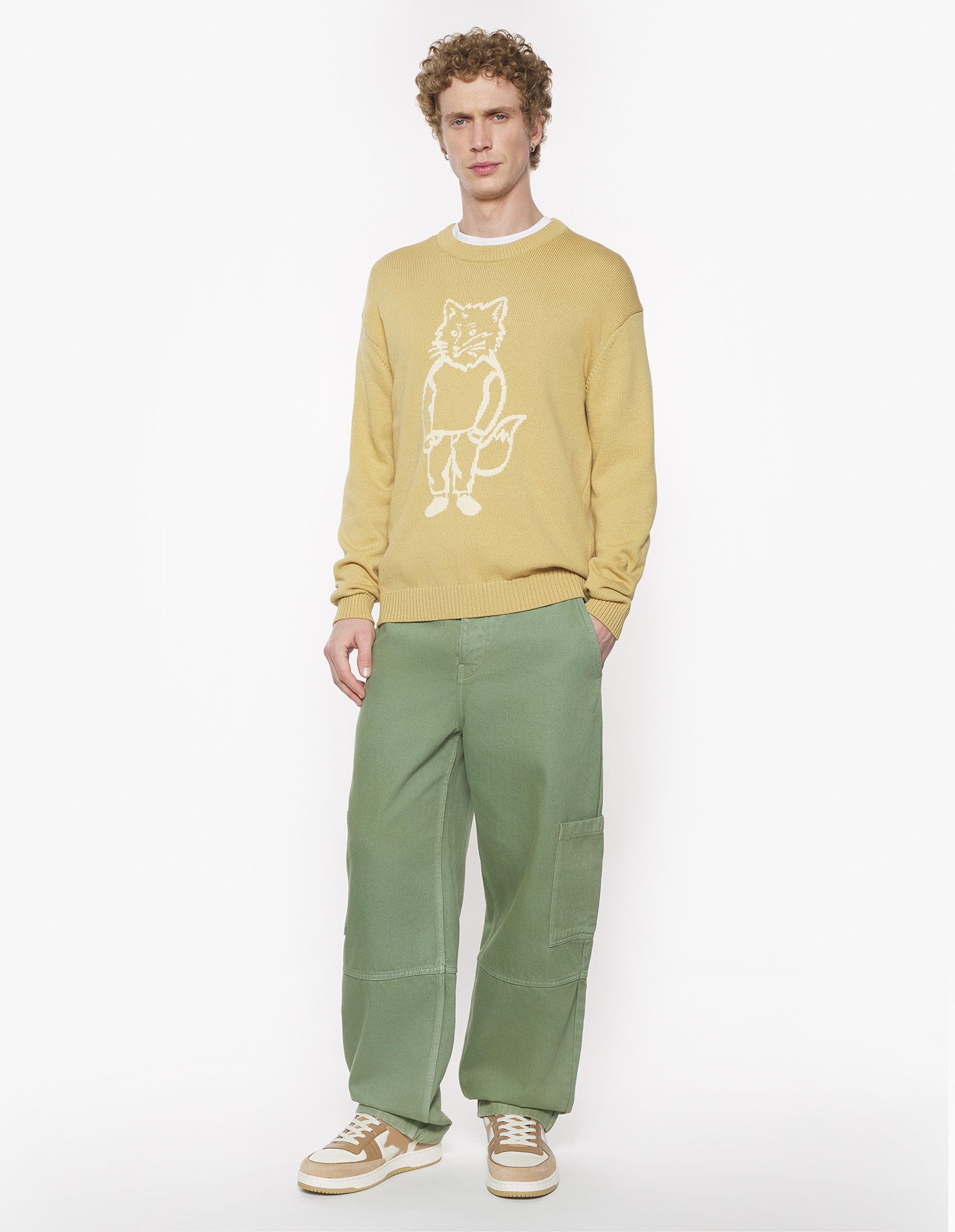 Maison Kitsuné - Áo khoác Dressed Fox Intarsia dáng Comfort
