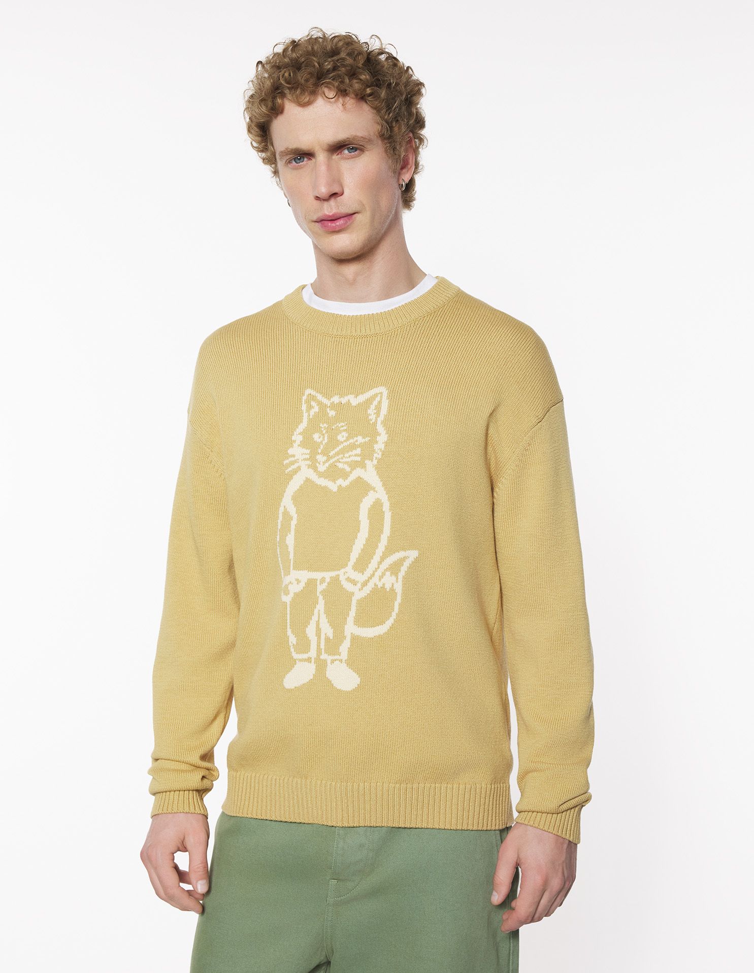 Maison Kitsuné - Áo khoác Dressed Fox Intarsia dáng Comfort