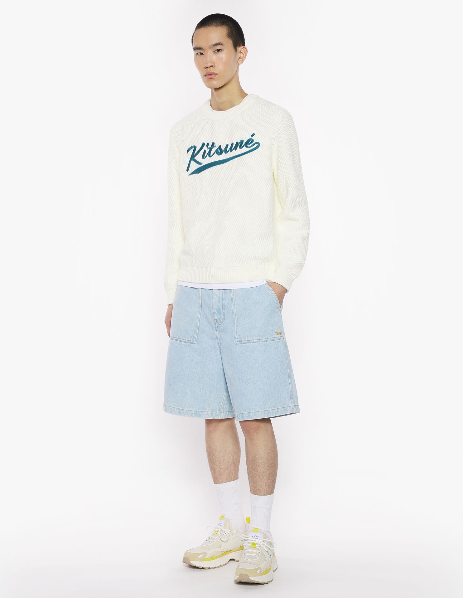 Maison Kitsuné - Áo len thêu Kitsune Varsity dáng Comfort