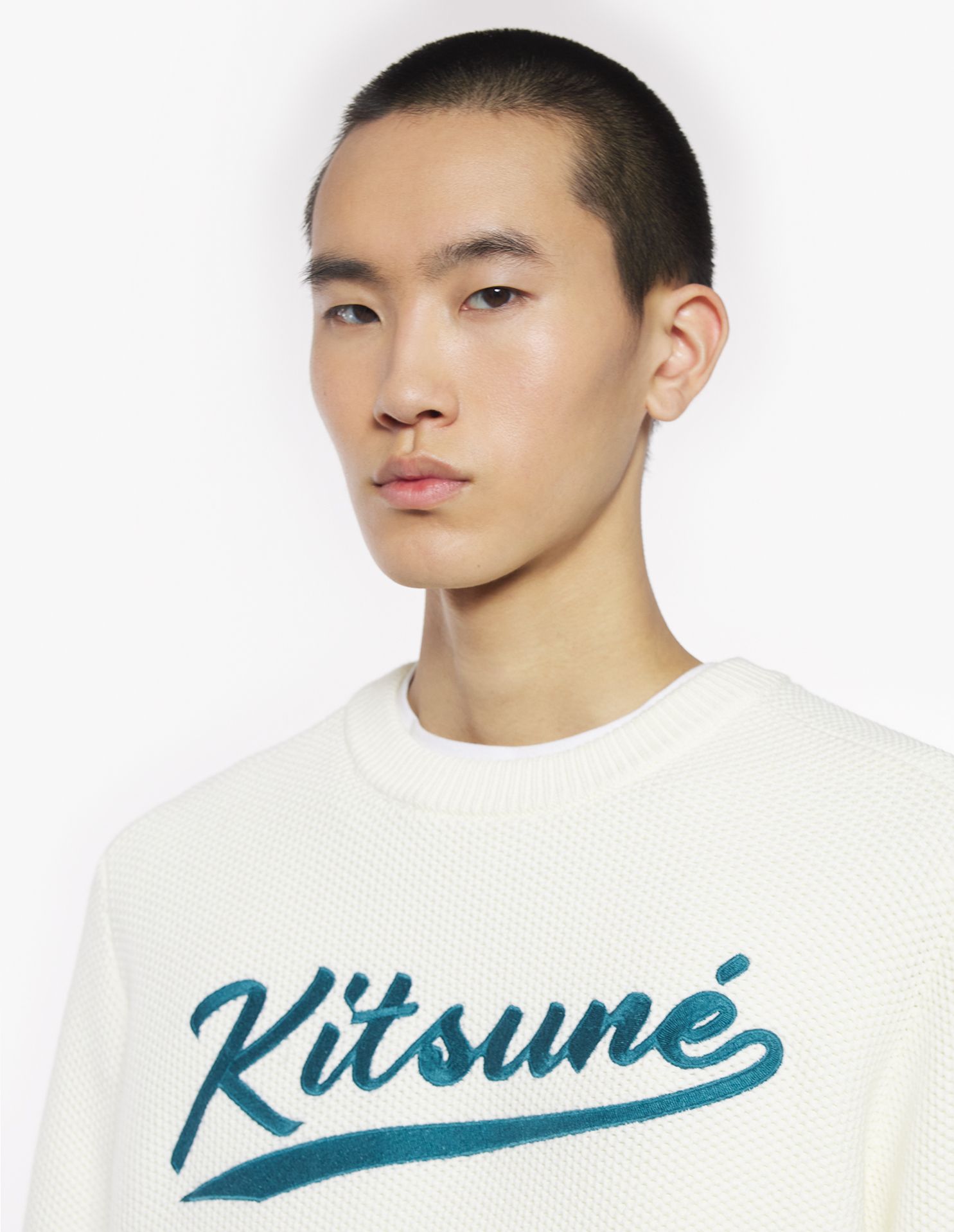 Maison Kitsuné - Áo len thêu Kitsune Varsity dáng Comfort