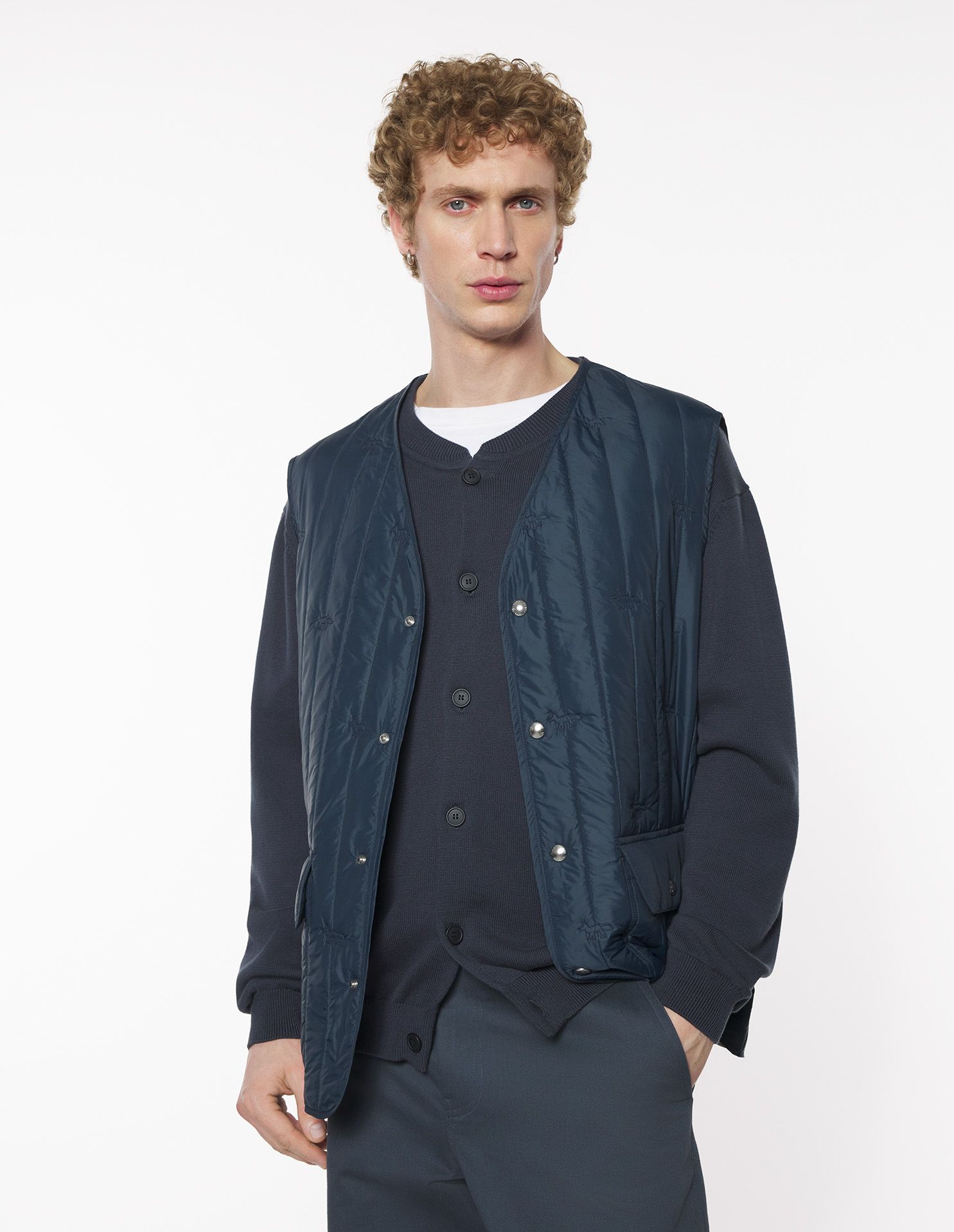 Maison Kitsuné - Áo khoác chần bông không tay dáng Regular