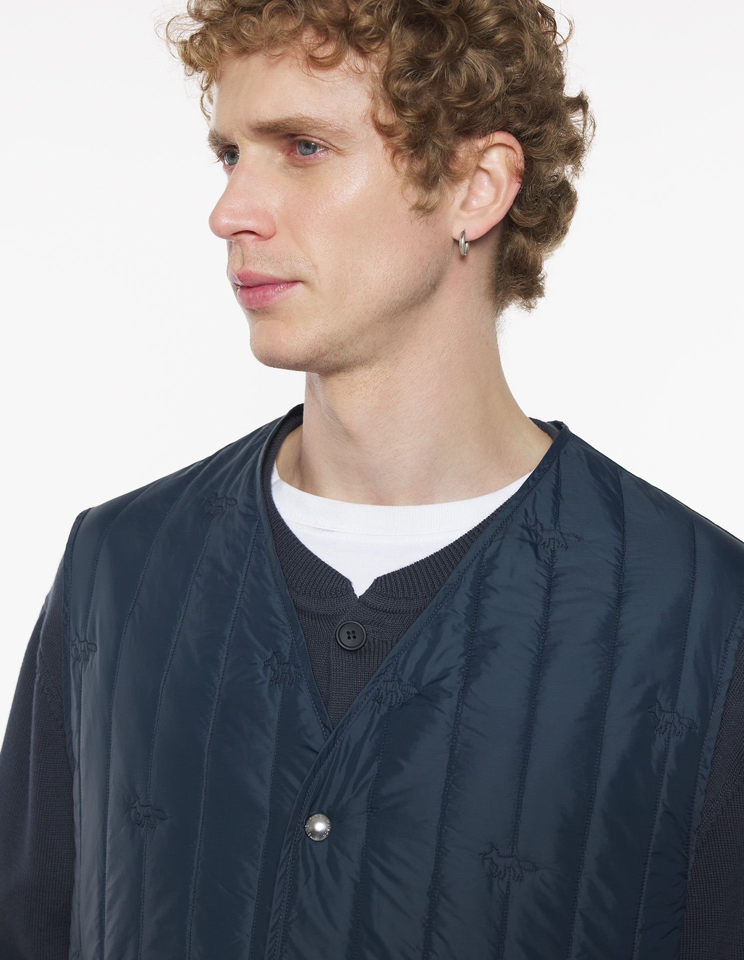 Maison Kitsuné - Áo khoác chần bông không tay dáng Regular