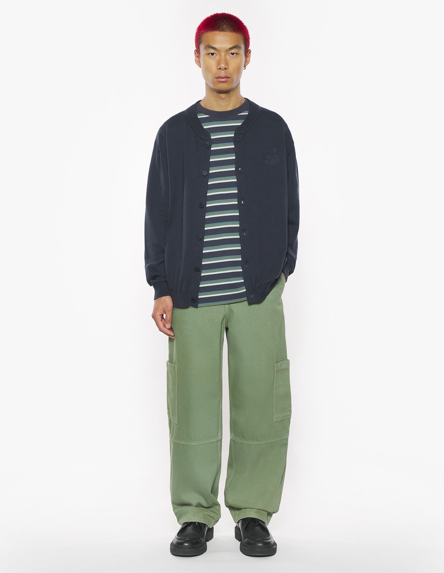 Maison Kitsuné - Áo khoác dệt kim Bold Fox Head dáng Regular