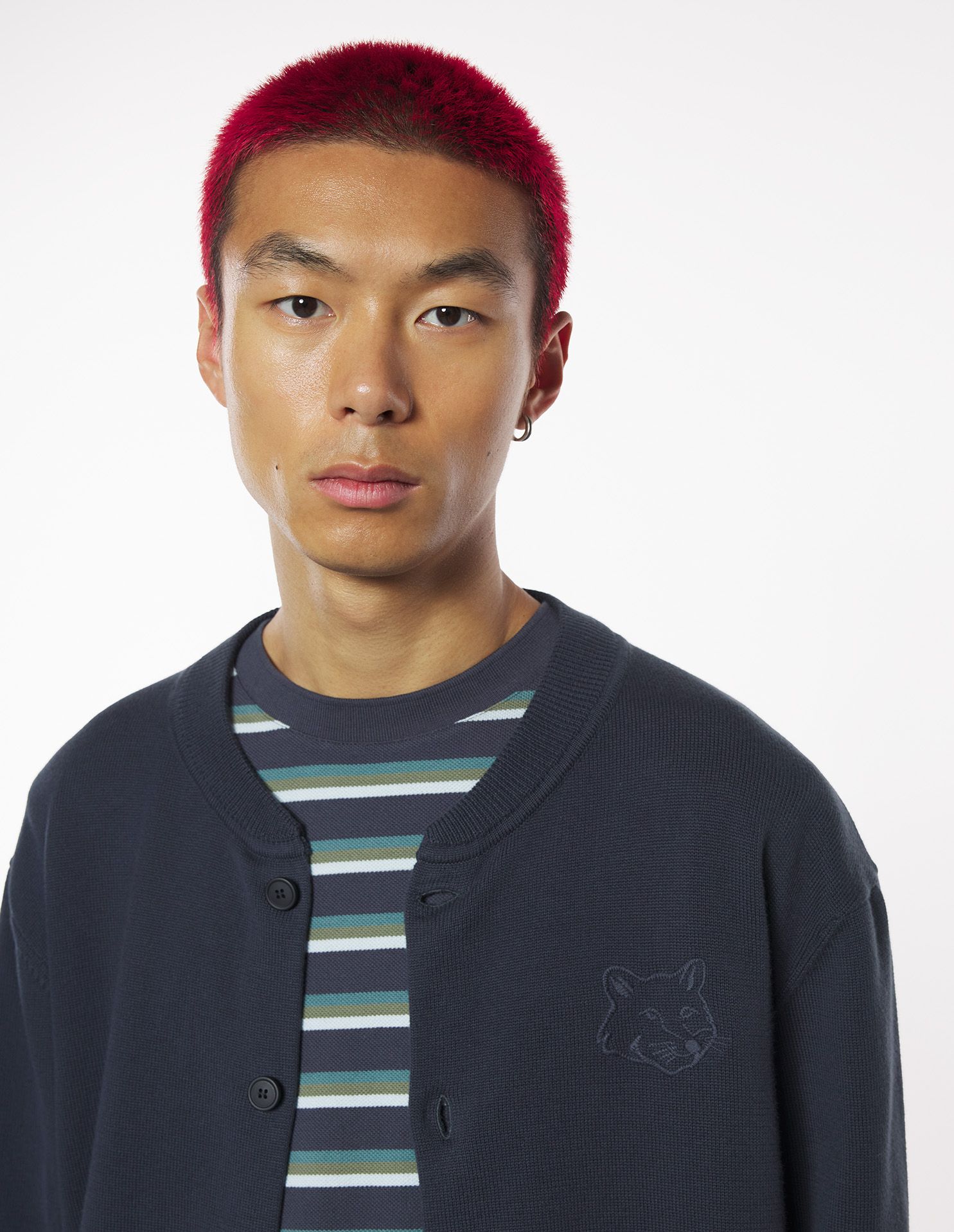 Maison Kitsuné - Áo khoác dệt kim Bold Fox Head dáng Regular