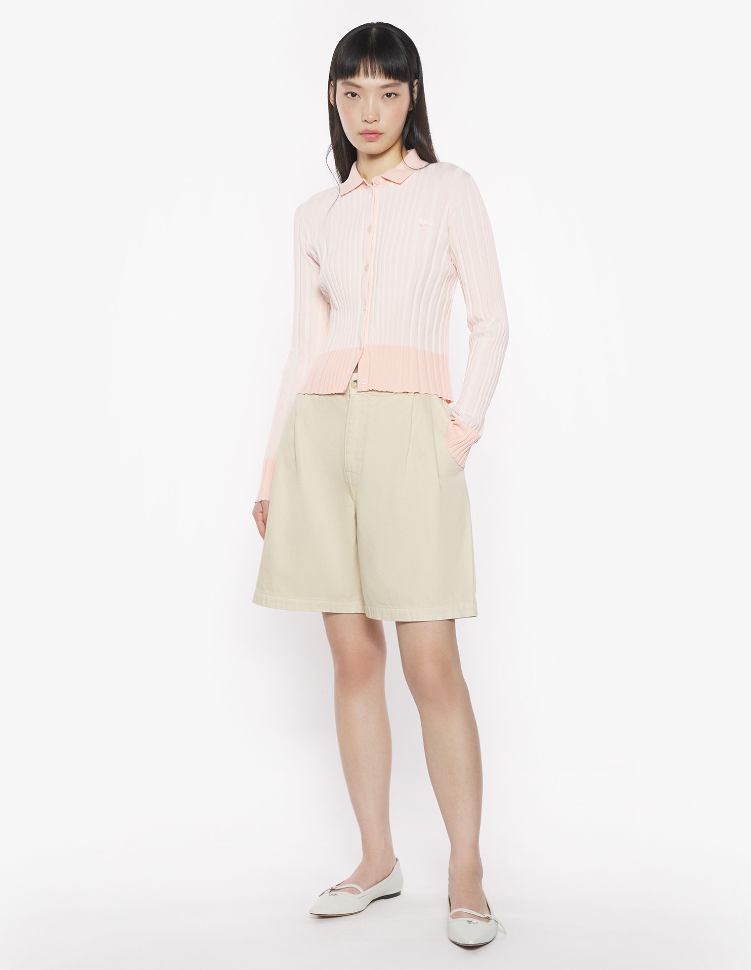 Maison Kitsuné - Áo cardigan Baby Fox xếp ly dáng Fitted