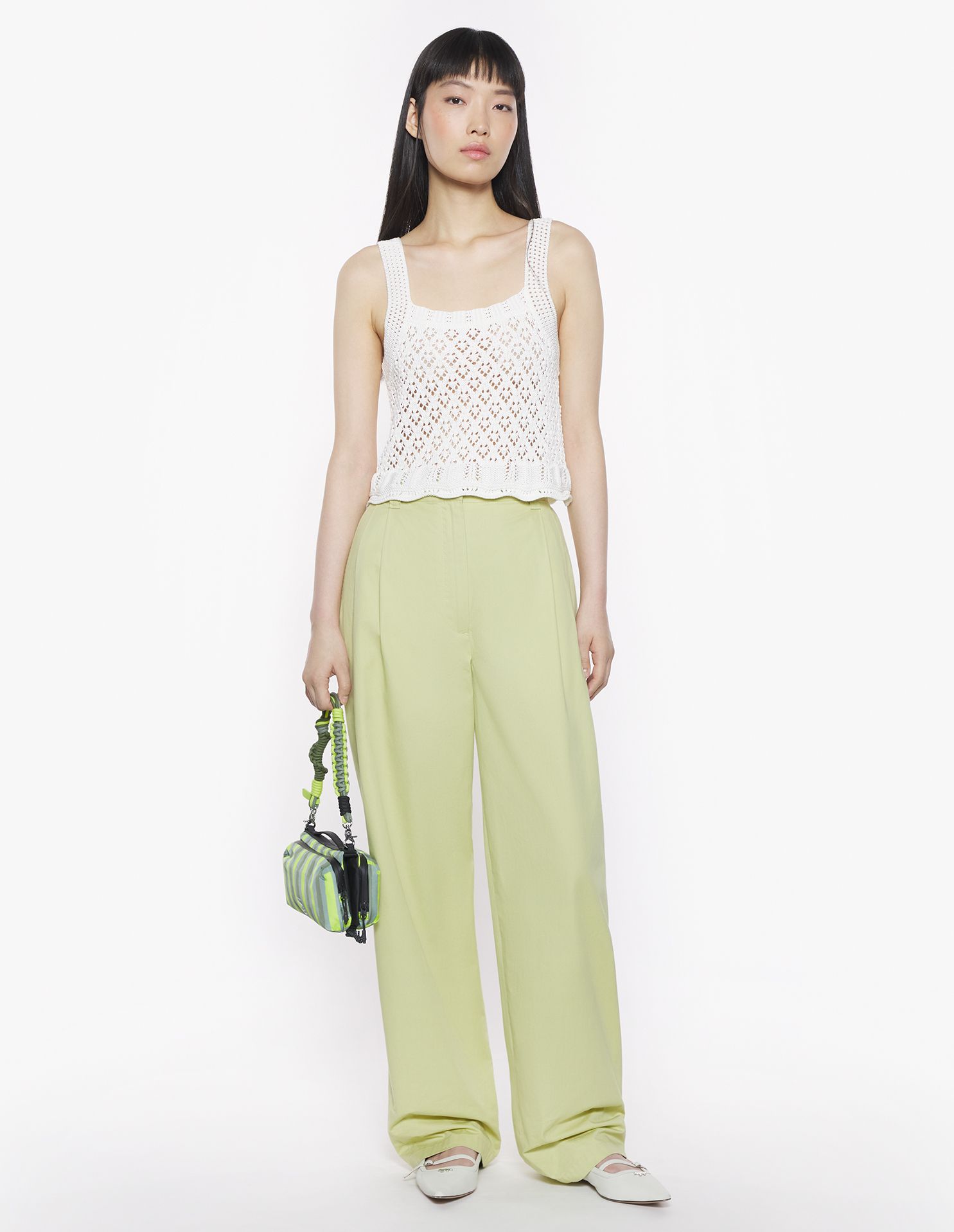 Maison Kitsuné - Áo dáng dệt kim phối ren dáng Cropped