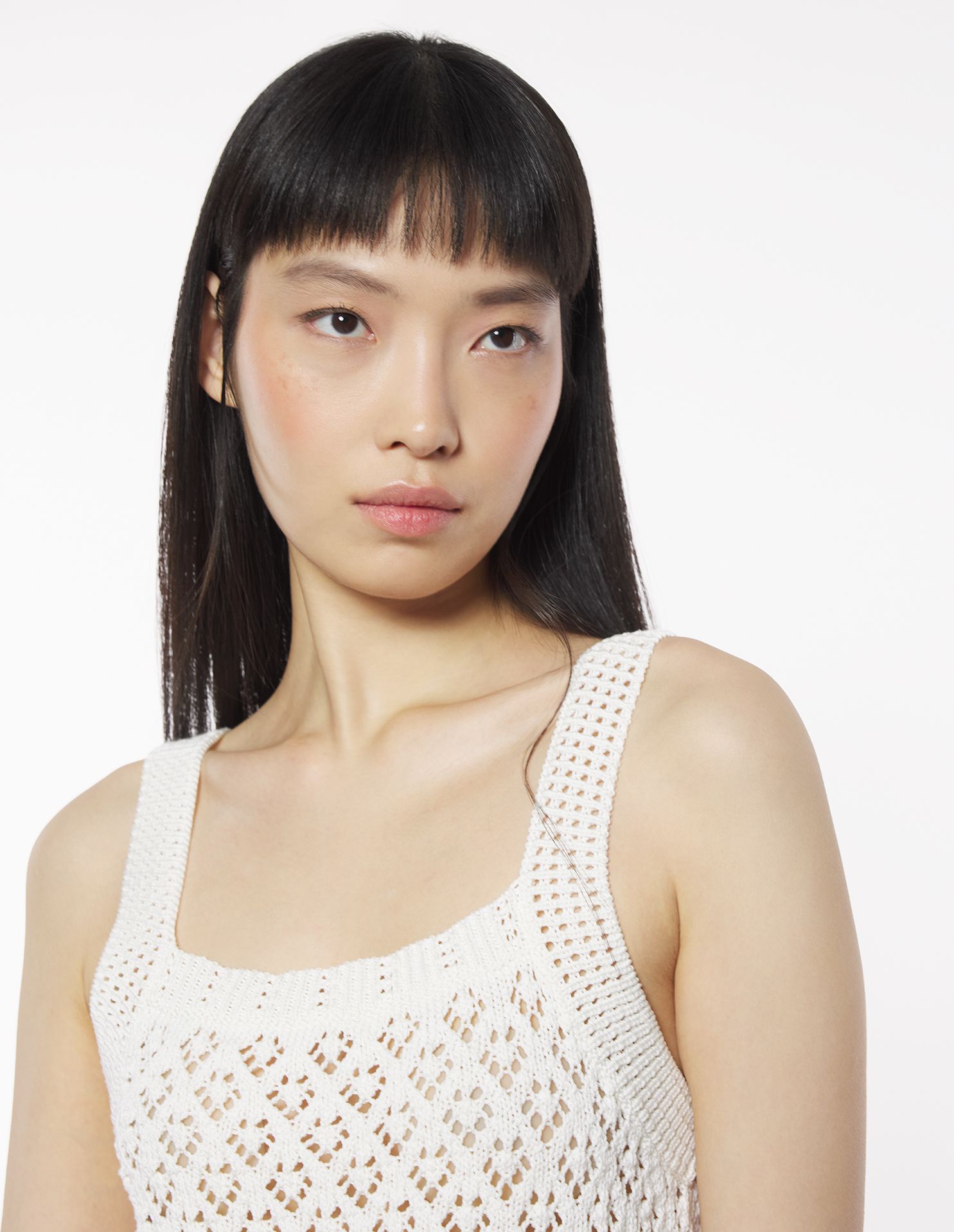 Maison Kitsuné - Áo dáng dệt kim phối ren dáng Cropped