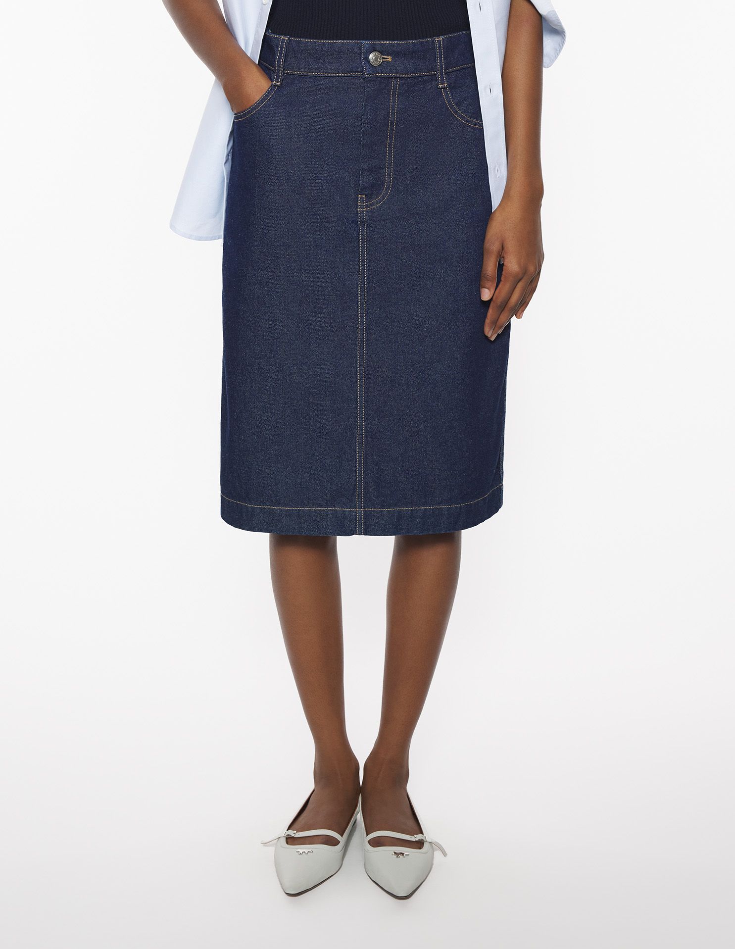 Maison Kitsuné - Chân váy denim dáng straight