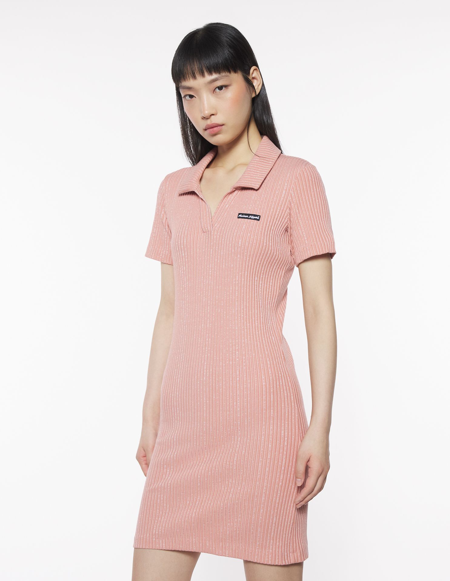 Maison Kitsuné - Đầm polo Maison Kitsune Handwriting viền gân dáng Mini