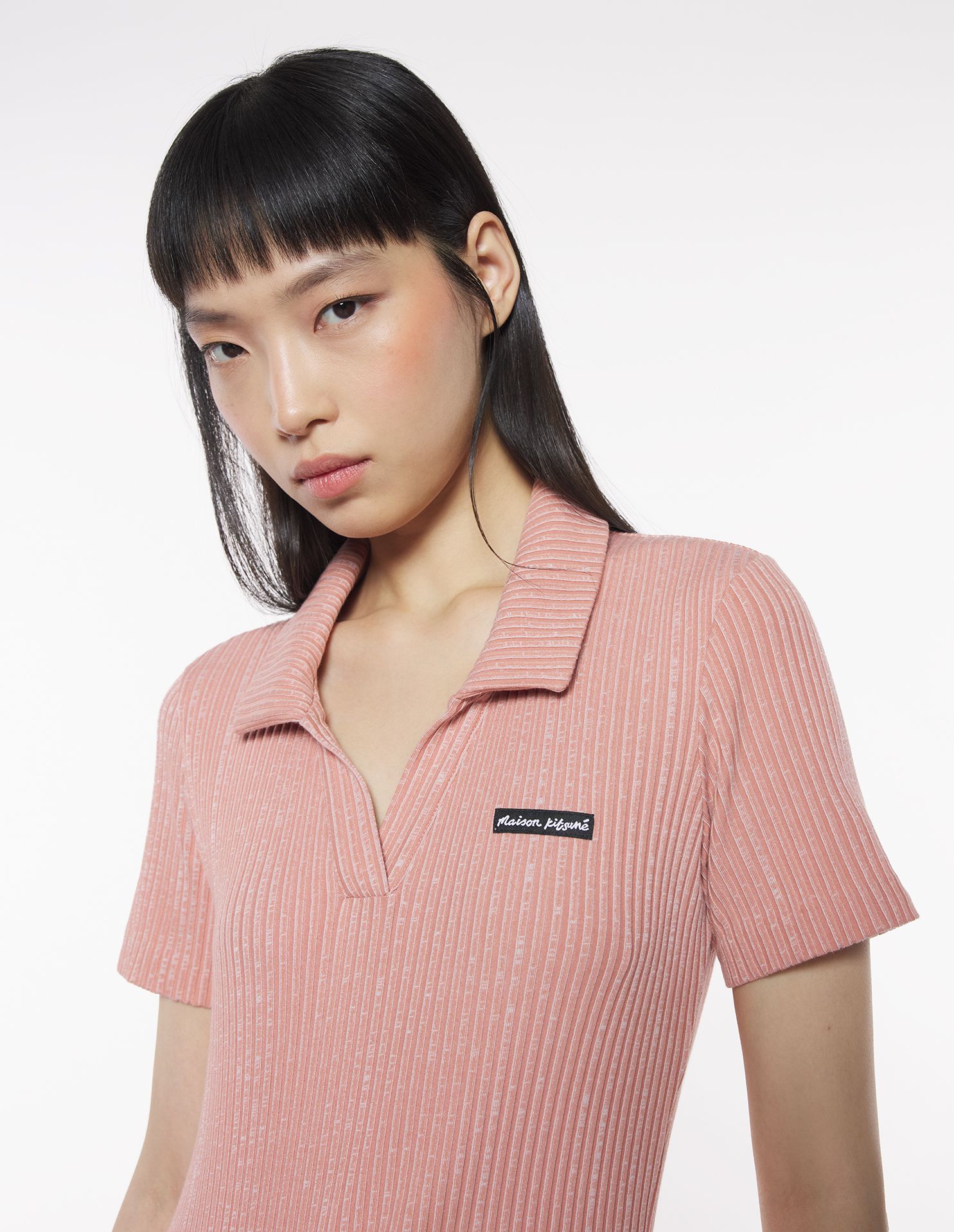 Maison Kitsuné - Đầm polo Maison Kitsune Handwriting viền gân dáng Mini