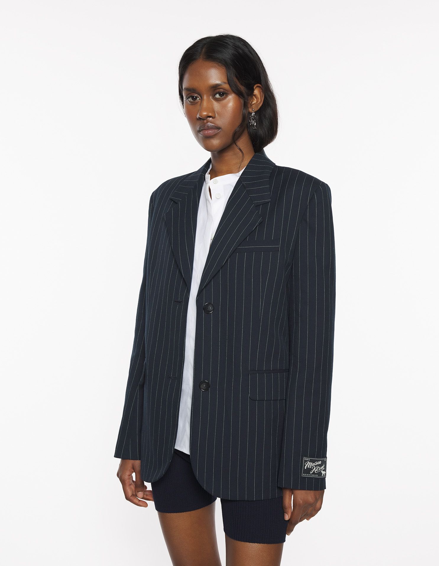 Maison Kitsuné - Áo khoác vest kẻ sọc dáng Relaxed